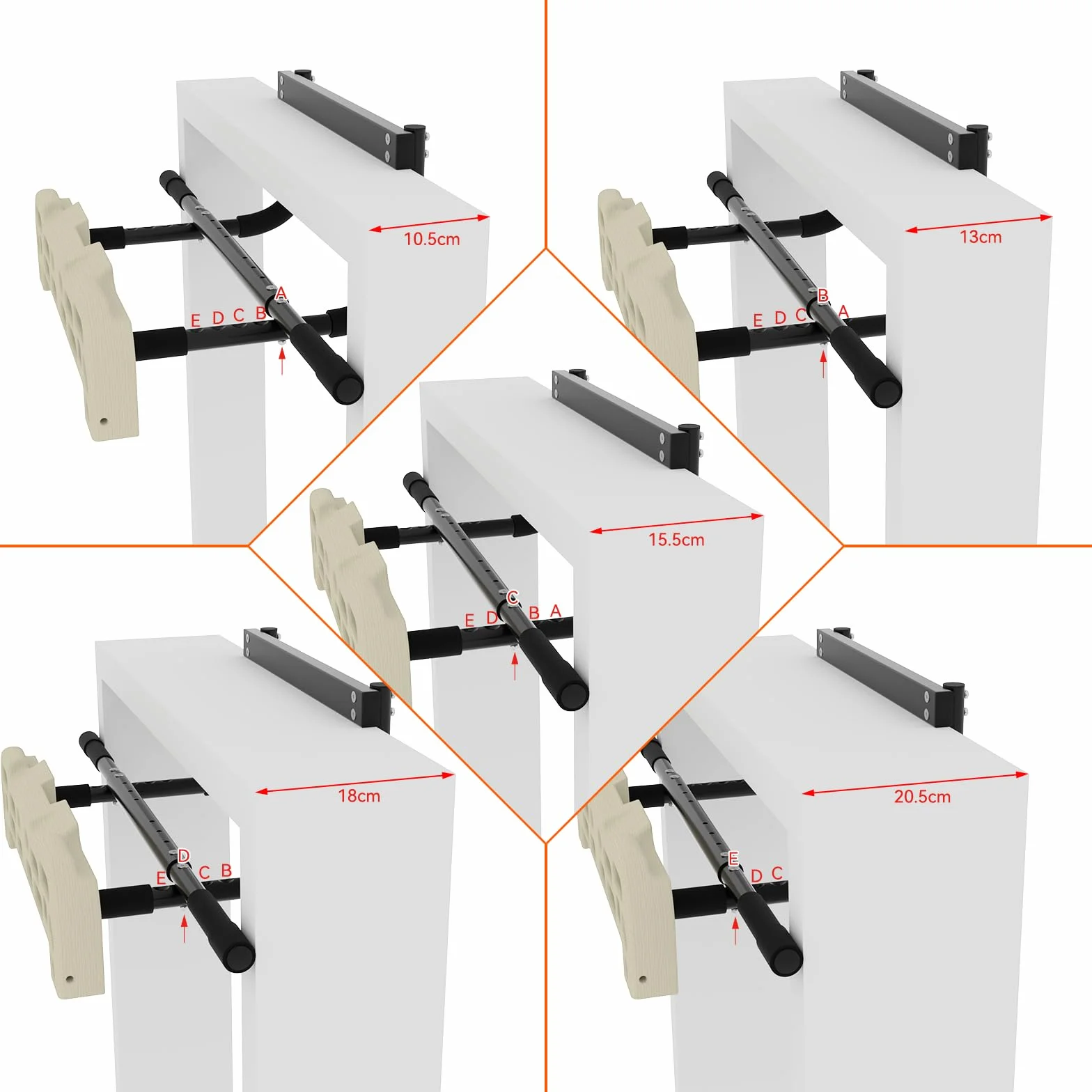 Hangboard do wspinaczki skałkowej z drążkiem do podciągania 10-21 cm