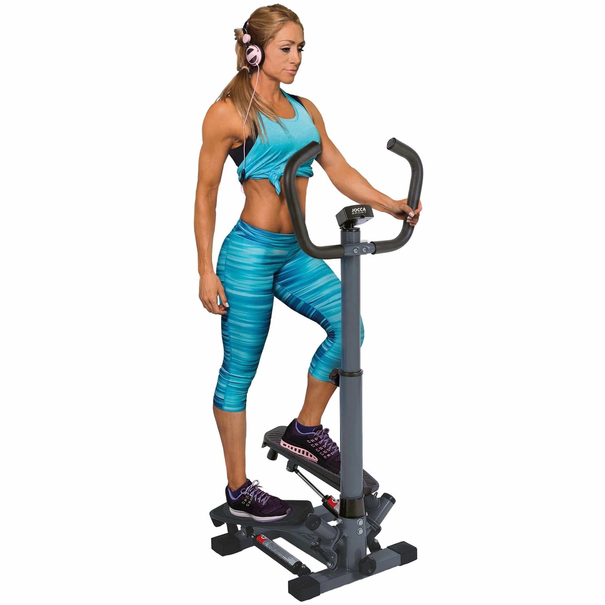 Jocca 6107 Stepper Obrotowy z Wyświetlaczem LCD, Srebrno-Czarny, Maksymalne Obciążenie 100 kg