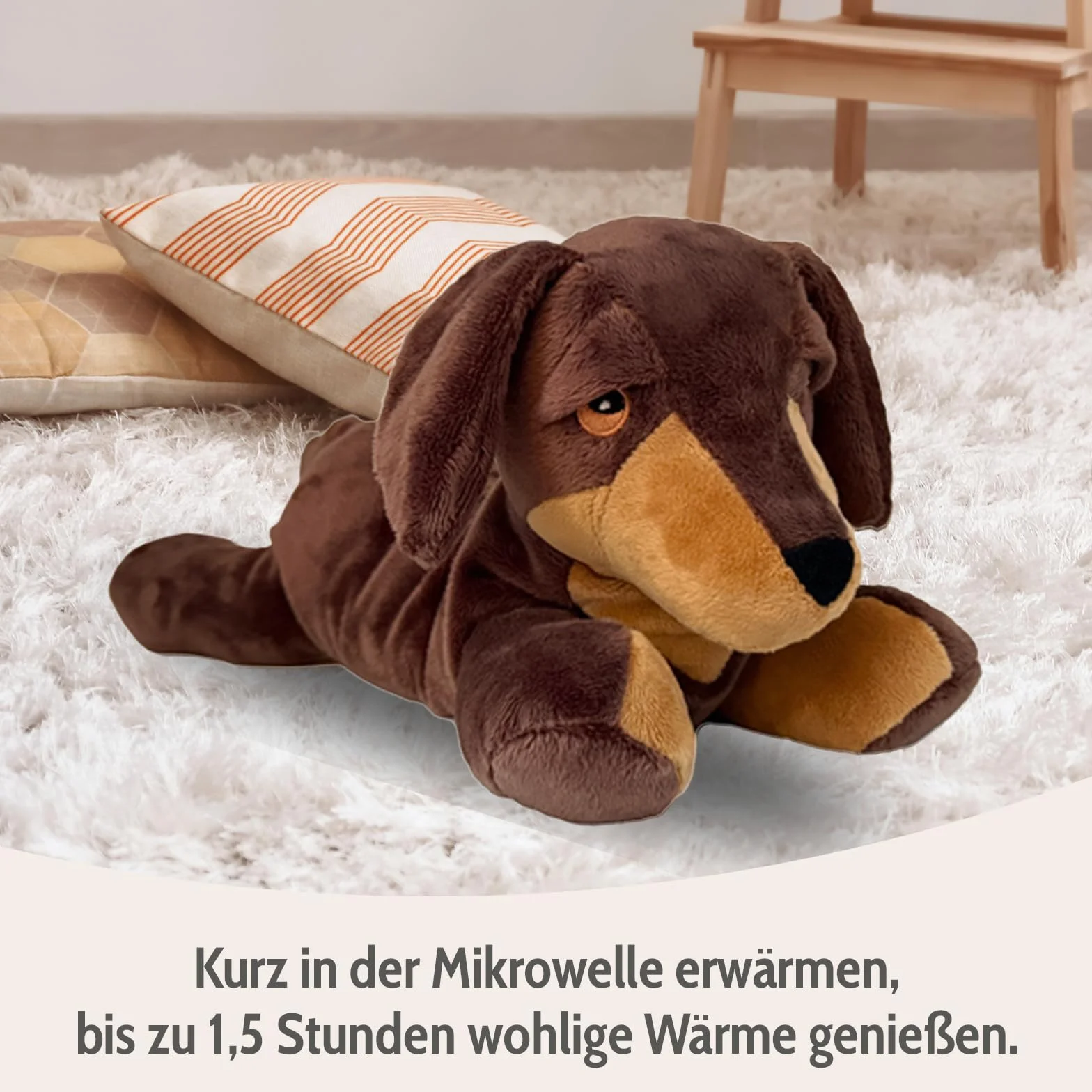 Habibi Plush poduszka termiczna/pluszak dla dzieci i dorosłych – 2045 jamniczek z nadzieniem z prosa, podgrzewana przytulanka do podgrzewania w kuchence mikrofalowej/piekarniku, idealna również dla