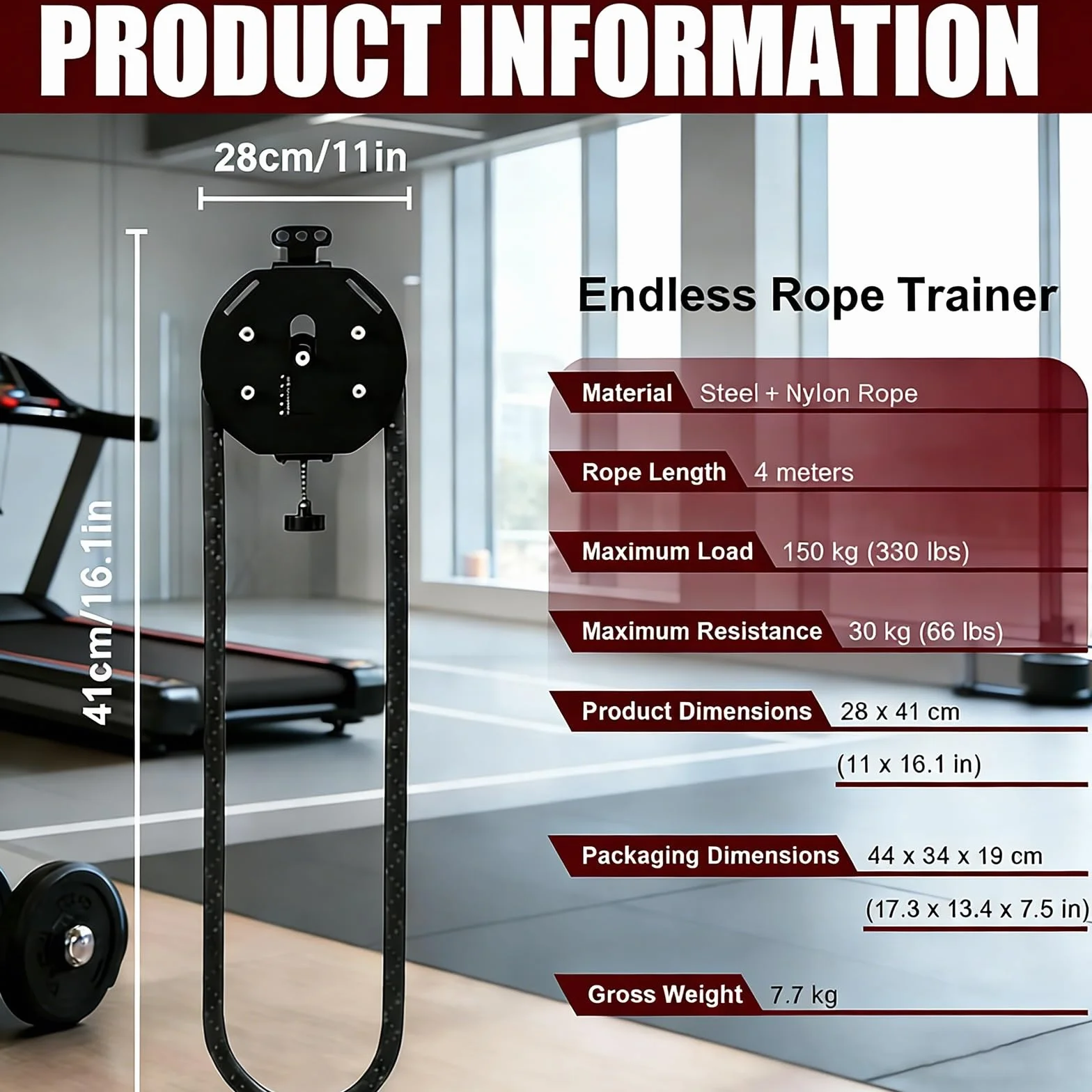 Endless Rope Trainer, przenośny system pasów kablowych, system z regulowanym oporem, wyposażenie domu na siłownię, do uchwytu, broni, pleców, ćwiczeń koordynacyjnych (czarny)
