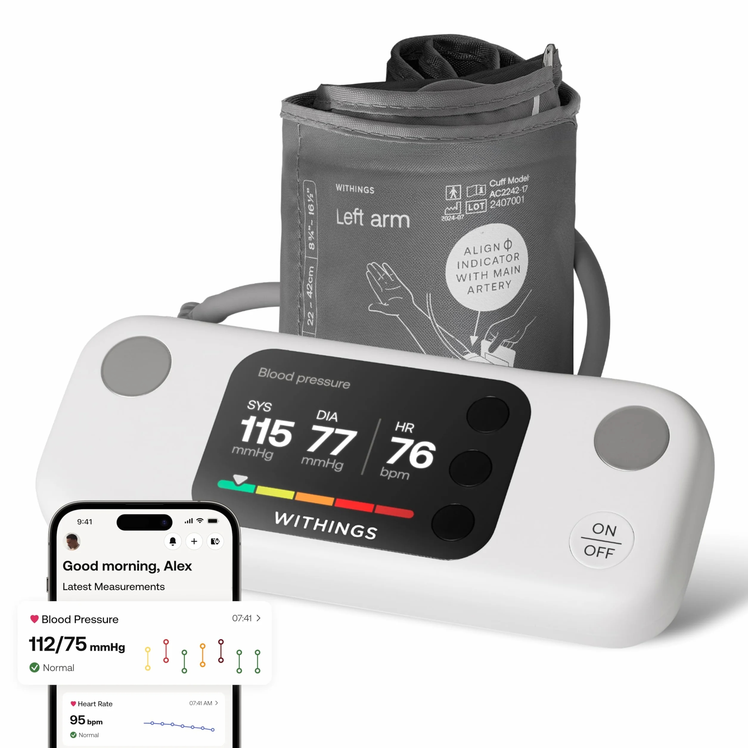 Withings BPM Vision- Inteligentny Naramienny Ciśnieniomierz | Dokładne Pomiary Skurczowe i Rozkurczowe |Wykrywanie Migotania Przedsionków | Urządzenie do Monitorowania Serca EKG | iOS i Android