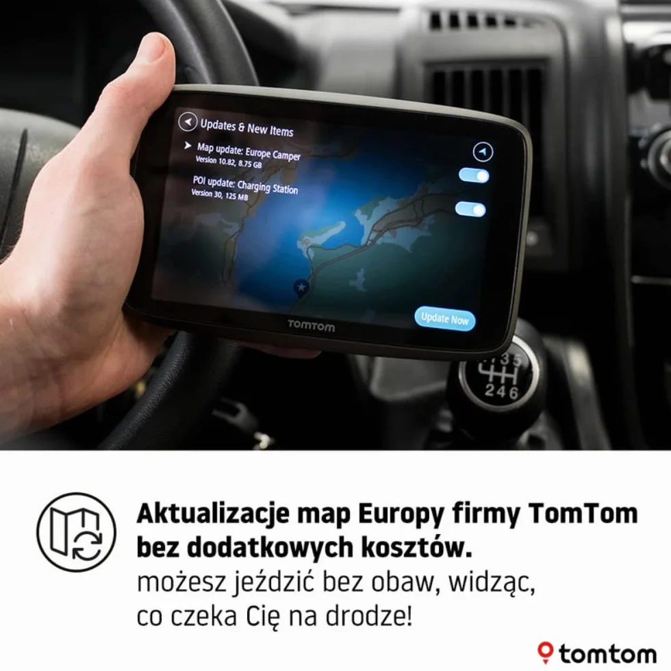 TomTom GO Camper Tour z 6-calowym ekranem (mapy Europy, informacje o korkach TomTom Traffic, punkty POI dla kamperów i pojazdów z przyczepą kempingową, aktualizacje przez Wi-Fi), Czarny