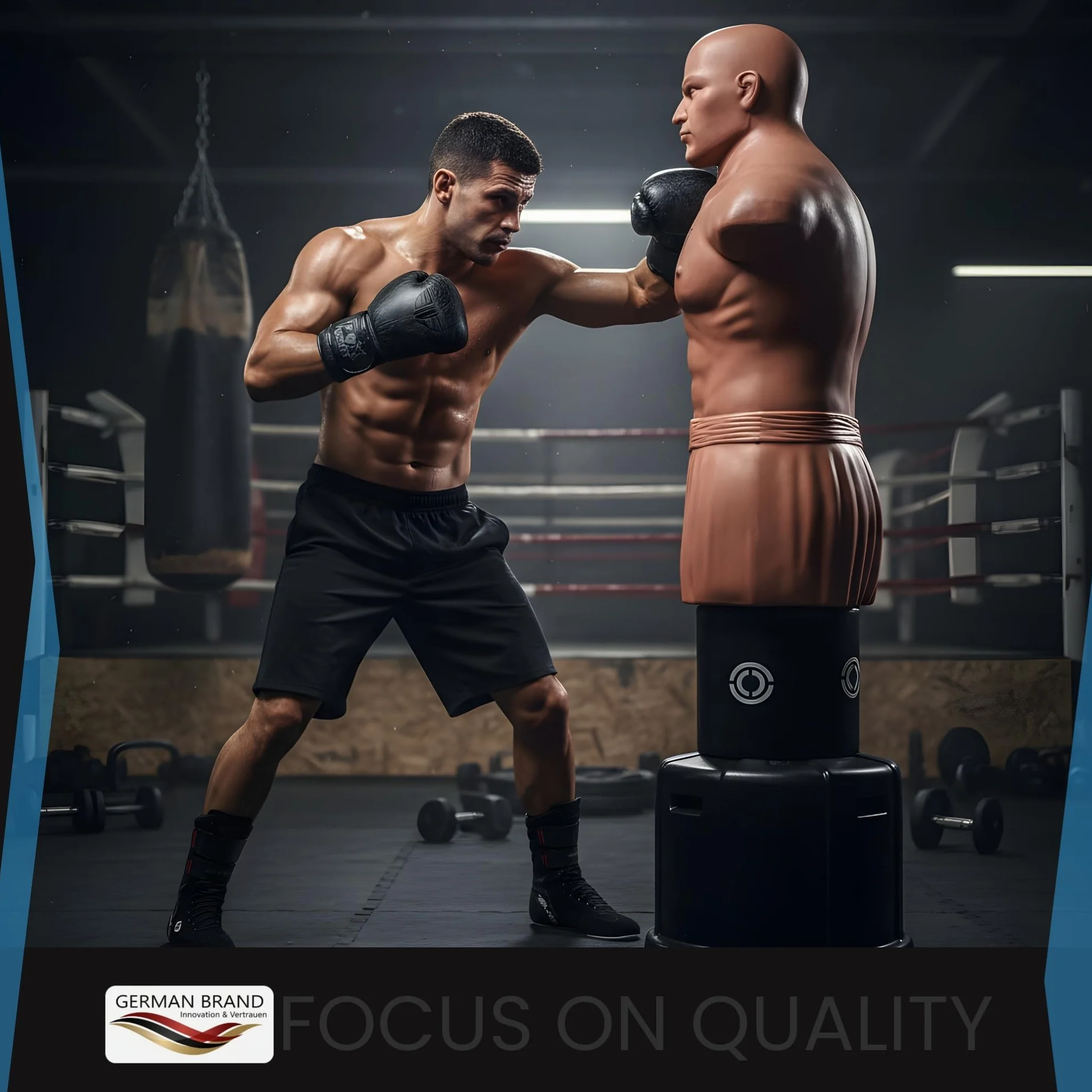 FOX-FIGHT Hank Box Dummy worek bokserski stojący manekin bokserski z regulacją wysokości 160-180 cm opcjonalnie z wyściółką Low-Kick