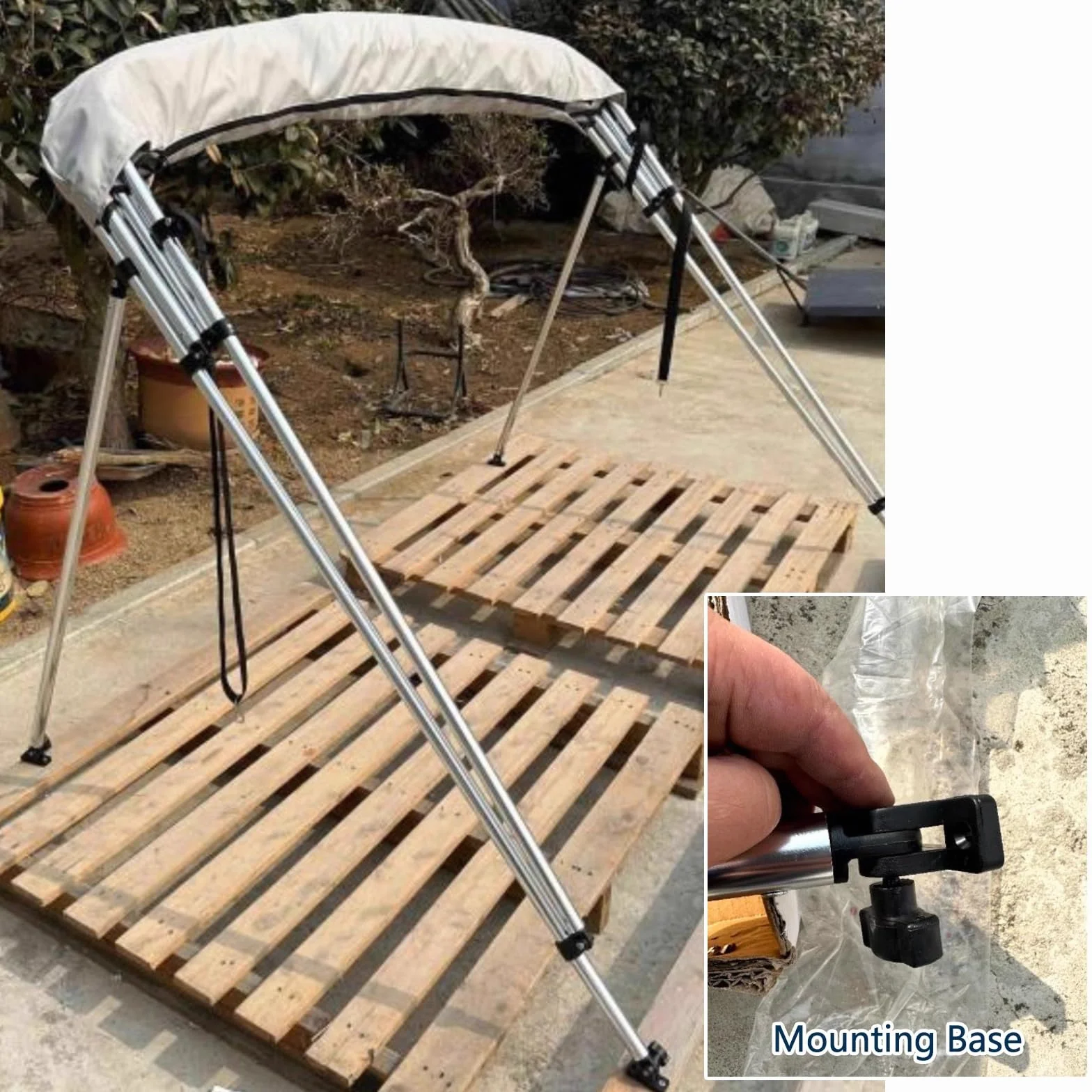 Bimini Top na łódź, baldachim przeciwsłoneczny, ochrona przed promieniowaniem UV i deszczem, tkanina Oxford 600D, odpowiednia do szerokiej gamy naczyń (150-170 cm)