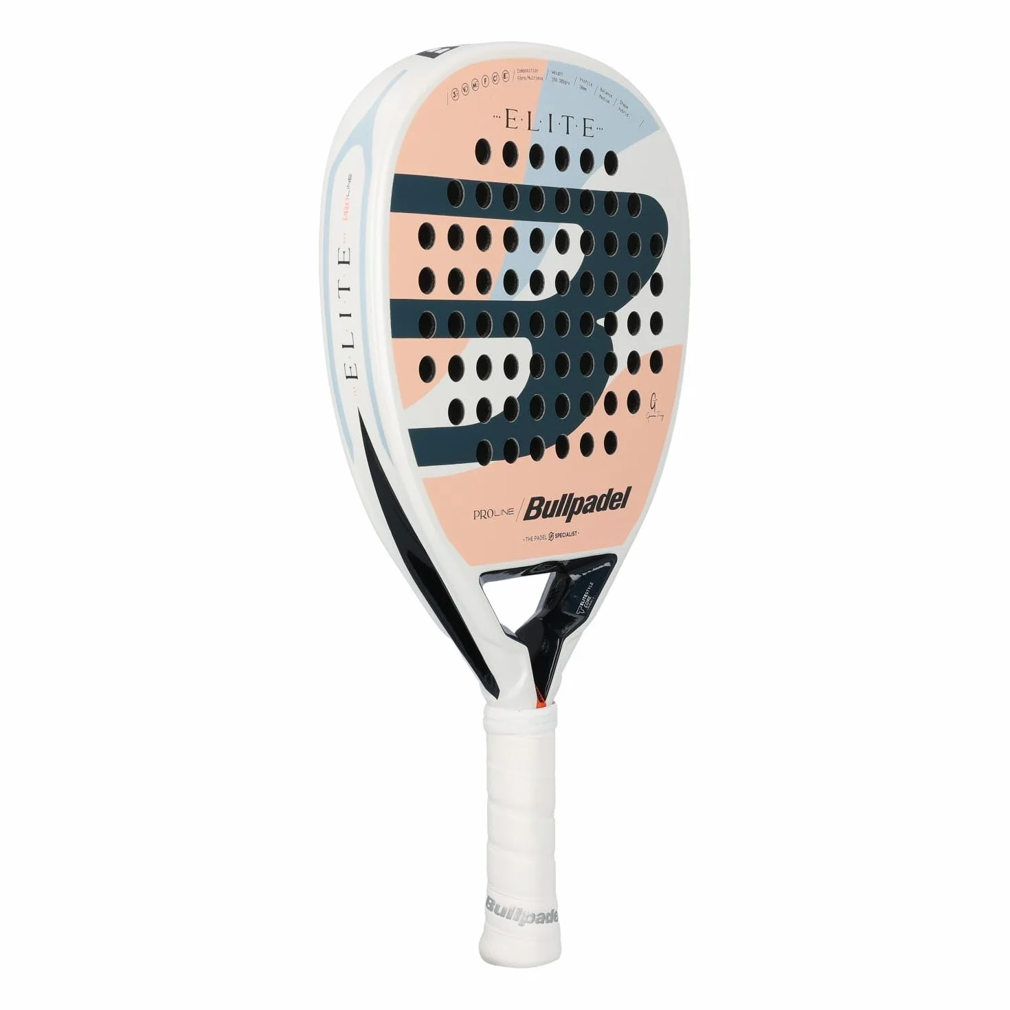Bullpadel Elite W 25 Unlinded 352G Padel Padel Rakieta Biała-Morela Damska, Biała/Brzoskwiniowa/Niebieska, Jeden Rozmiar