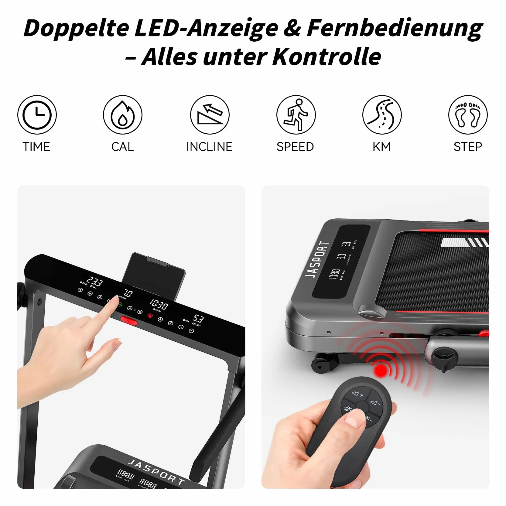 GL3H Bieżnia Składana 12° Nachylenie 2w1 Panel Chodzenia 14 km/h 3.0 KM Silnik Cichy 18 Programów Sterowanie Dotykowe Bluetooth