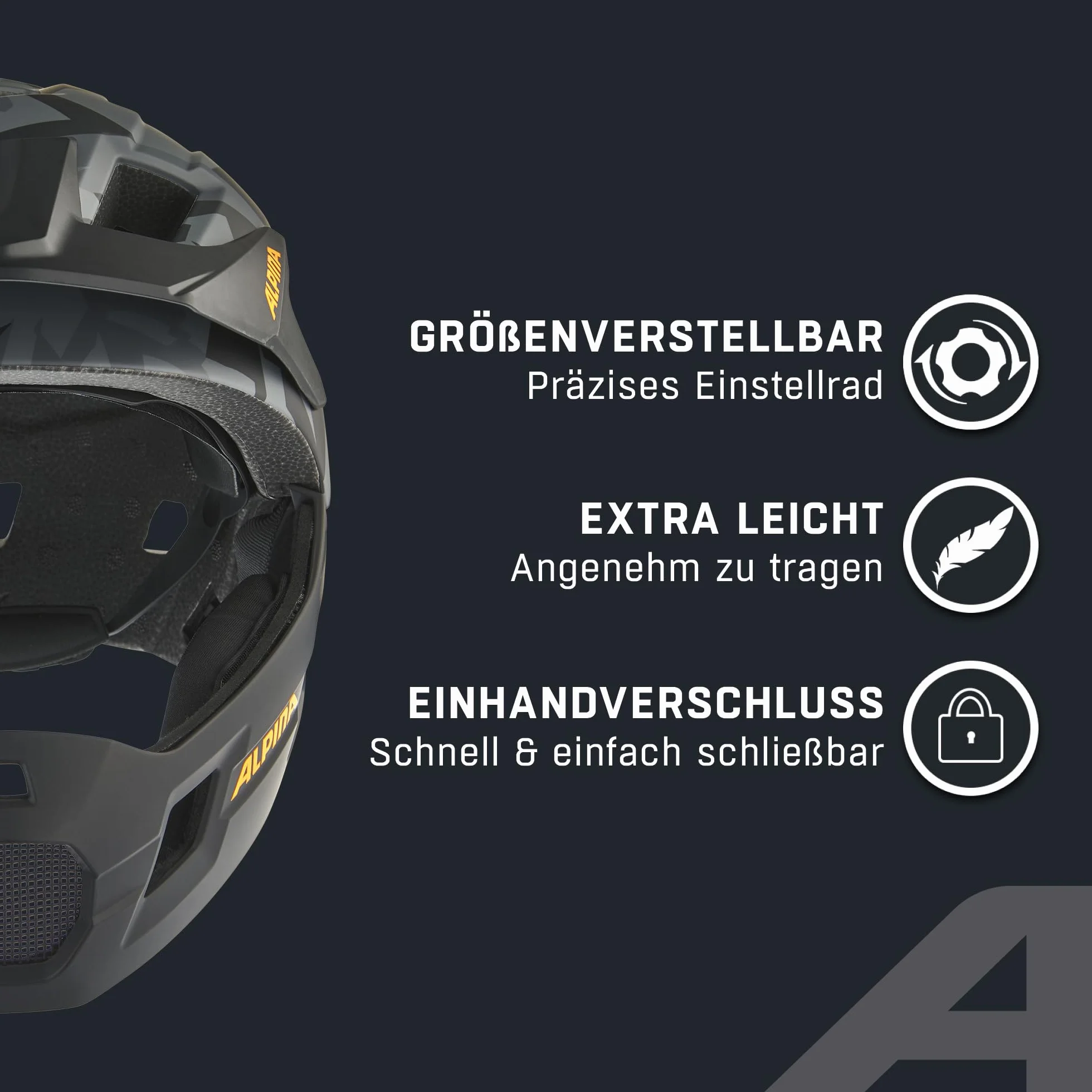 ALPINA RUPI, black-camo orange matt, 50-55 cm, fullface kask dla dzieci, optymalna ochrona i bezpieczeństwo, indywidualnie dopasowany