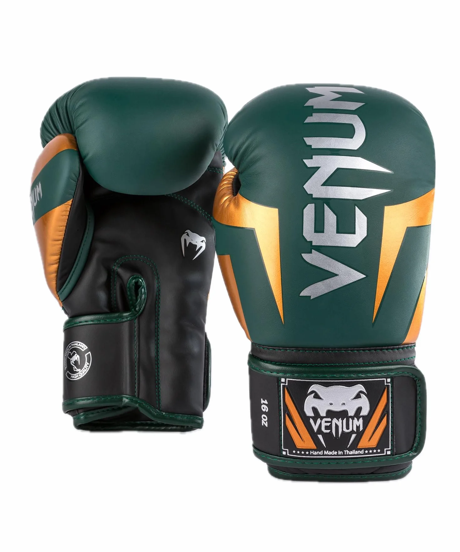 Venum Elite rękawice bokserskie - zielone/brązowe/srebrne - 12 oz