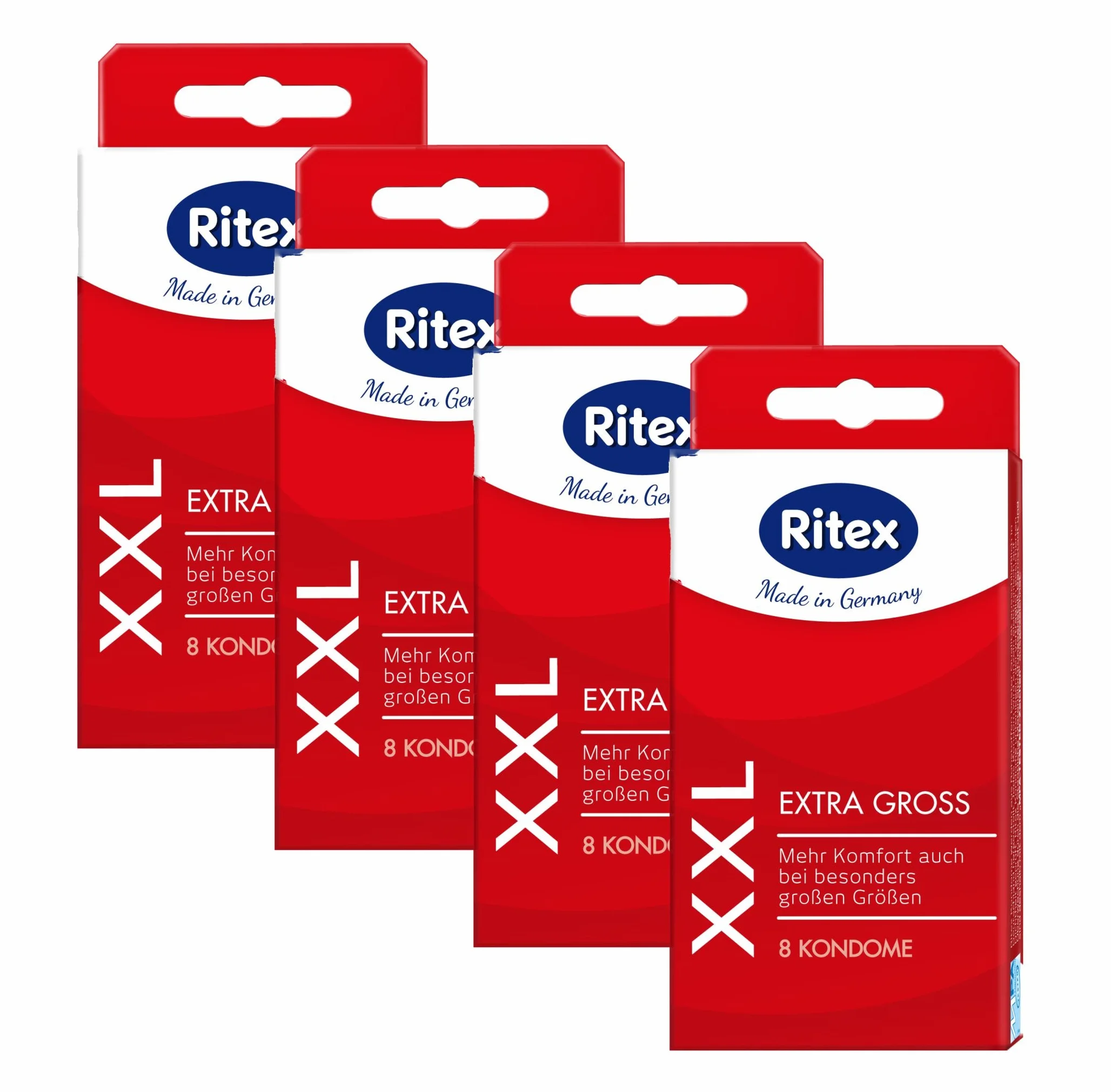 Ritex XXL bardzo grube (bardzo duże), 4 x 8 (32) wysoce elastyczne prezerwatywy do dużych rozmiarów + 3 x lubrykant ID Glide 3 ml