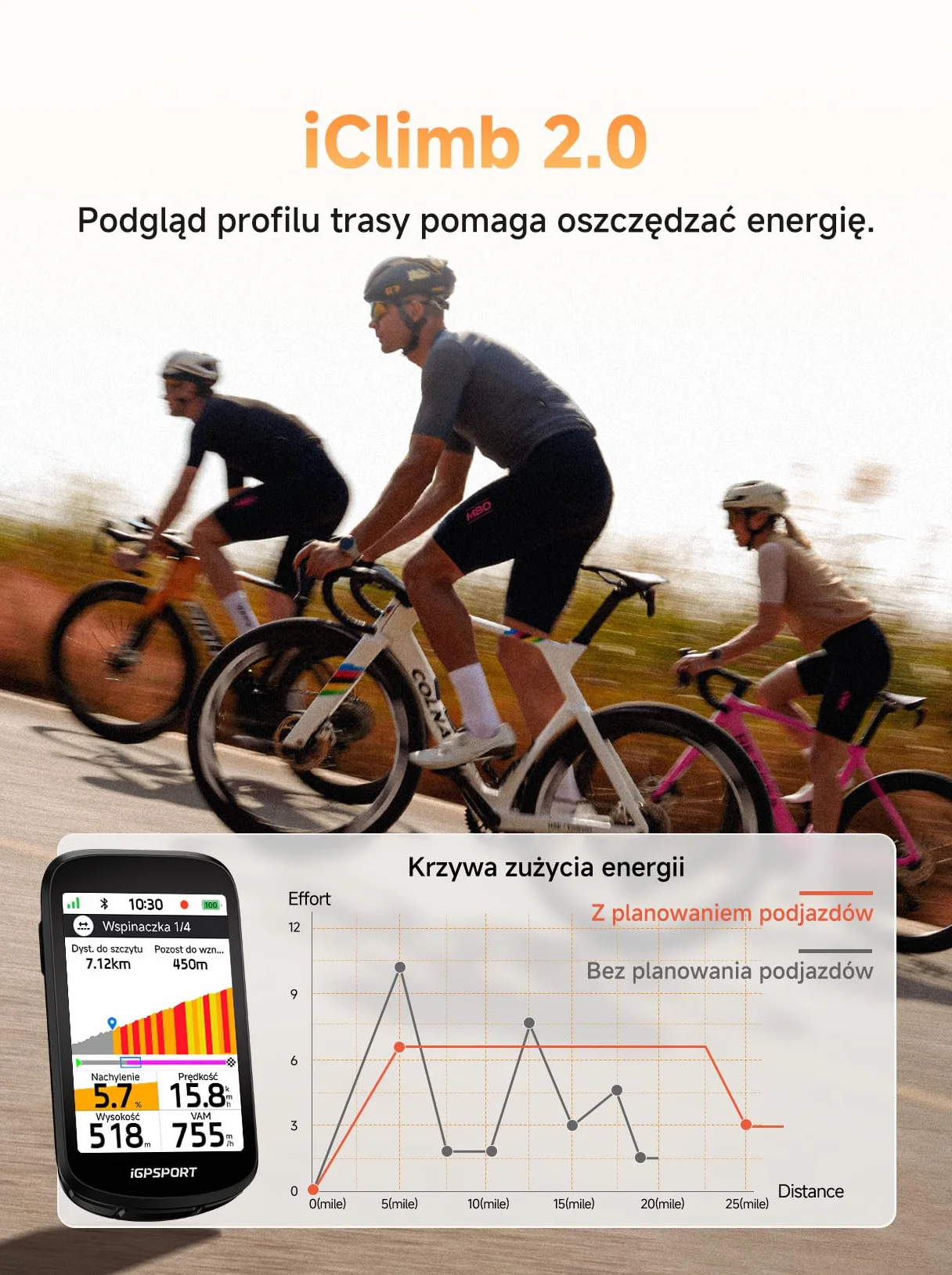 iGPSPORT BSC500 Licznik Rowerowy GPS, Ekran Dotykowy 3,3", Nawigacja Głosowa, iClimb 2.0, Elektroniczny Dzwonek i Funkcje Treningowe
