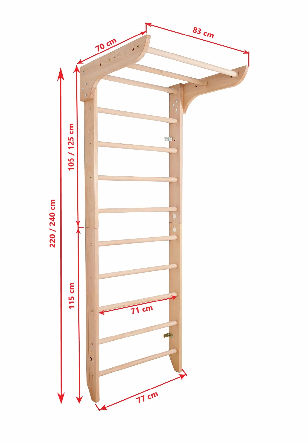 Ściana gimnastyczna drewniana "Kinder-1-220" – Drabinka Gimnastyczna dla Dzieci i Dorosłych, Wall Bar do Home Gym, Kids Room, Fitness, Ćwiczenia i Zabawa, Swedish Ladder, Wooden wall bar