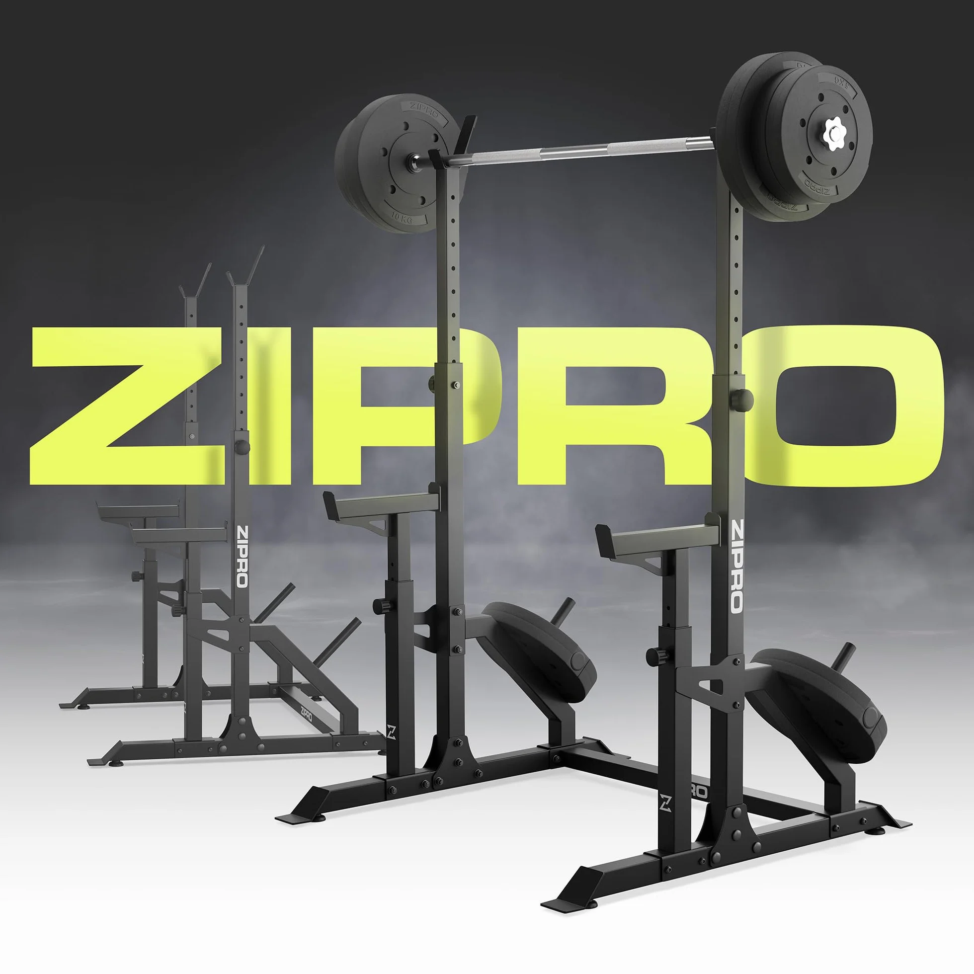 ZIPRO LIFT Stojak na Sztangę z Asekuracją, Regulowana Wysokość, Wytrzymała Konstrukcja Stalowa