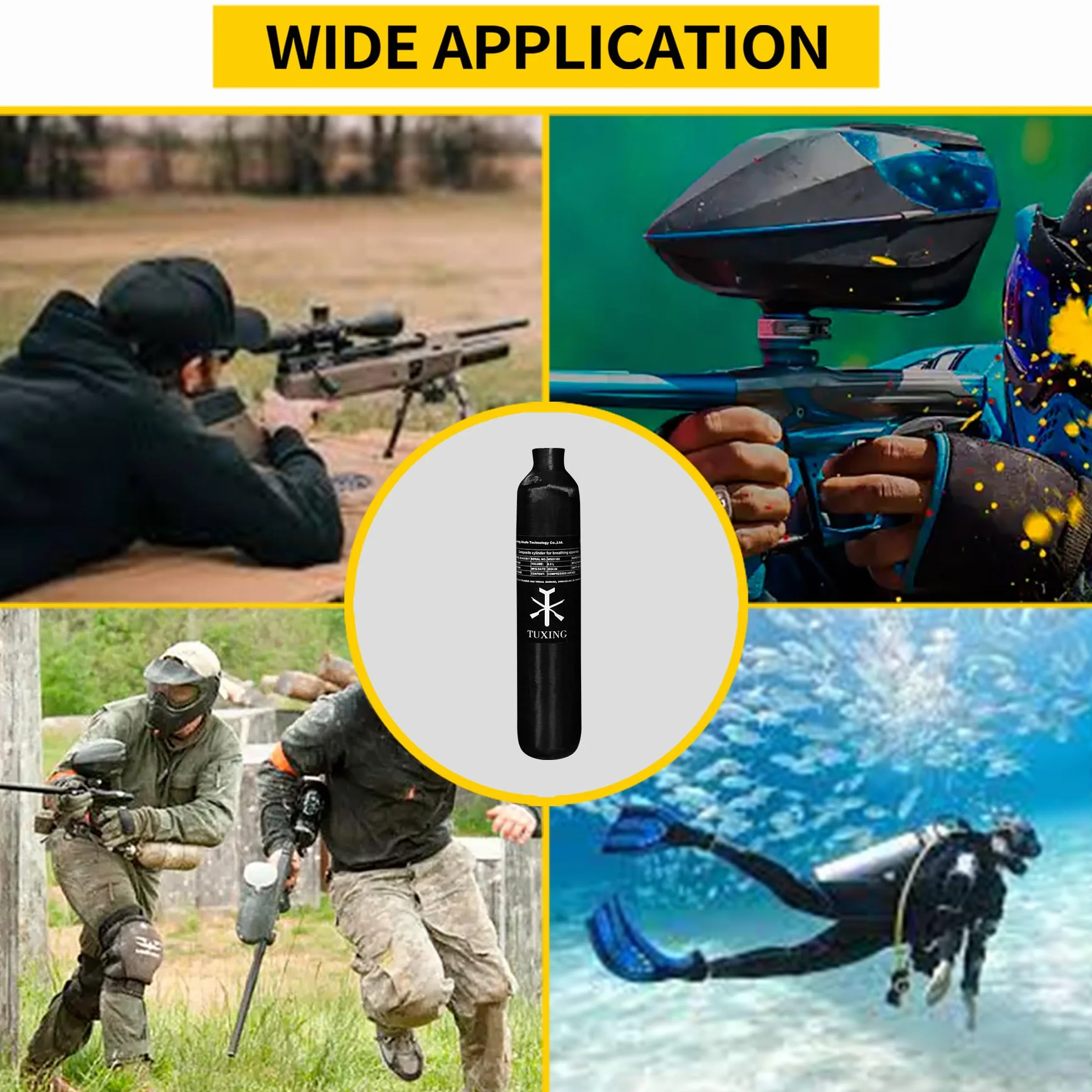 PCP 4500psi Wysokociśnieniowy cylinder kompozytowy z włókna węglowego Air Tank