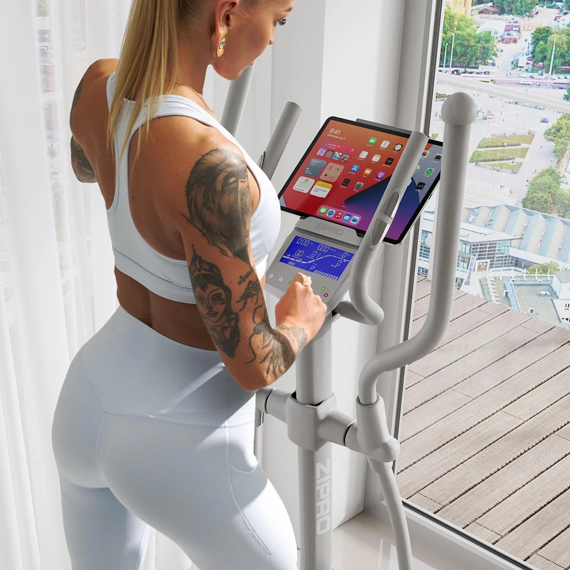 ZIPRO Wave | Orbitrek | Czarny / Biały | Orbitrek do użytku domowego| Urządzenie do treningu cardio | Urządzenie do ćwiczeń | Trenażer domowy | 32 poziomy oporu | Bluetooth