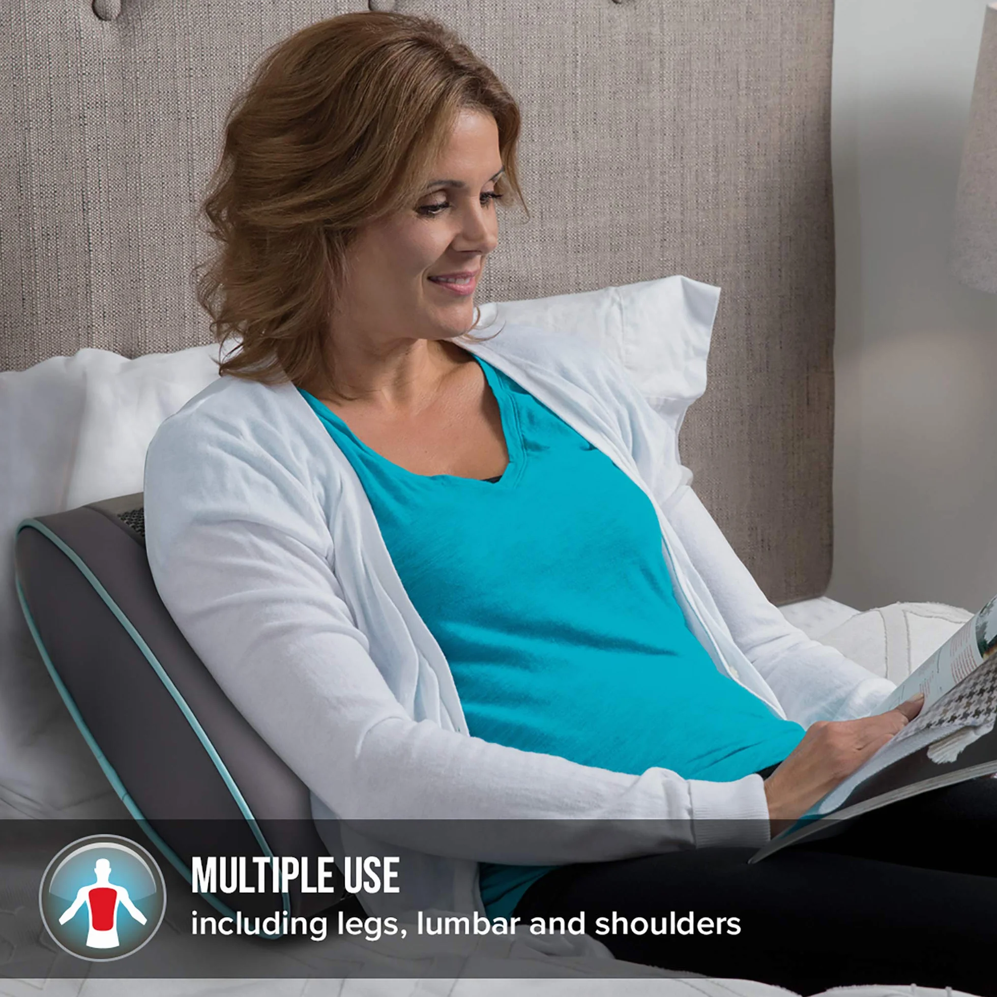 HoMedics Żelowa poduszka do masażu do ponownego ładowania, precyzyjny, głęboki masaż Shiatsu z technologią żelową i akumulatorem, wszechstronne zastosowanie, z funkcją podgrzewania
