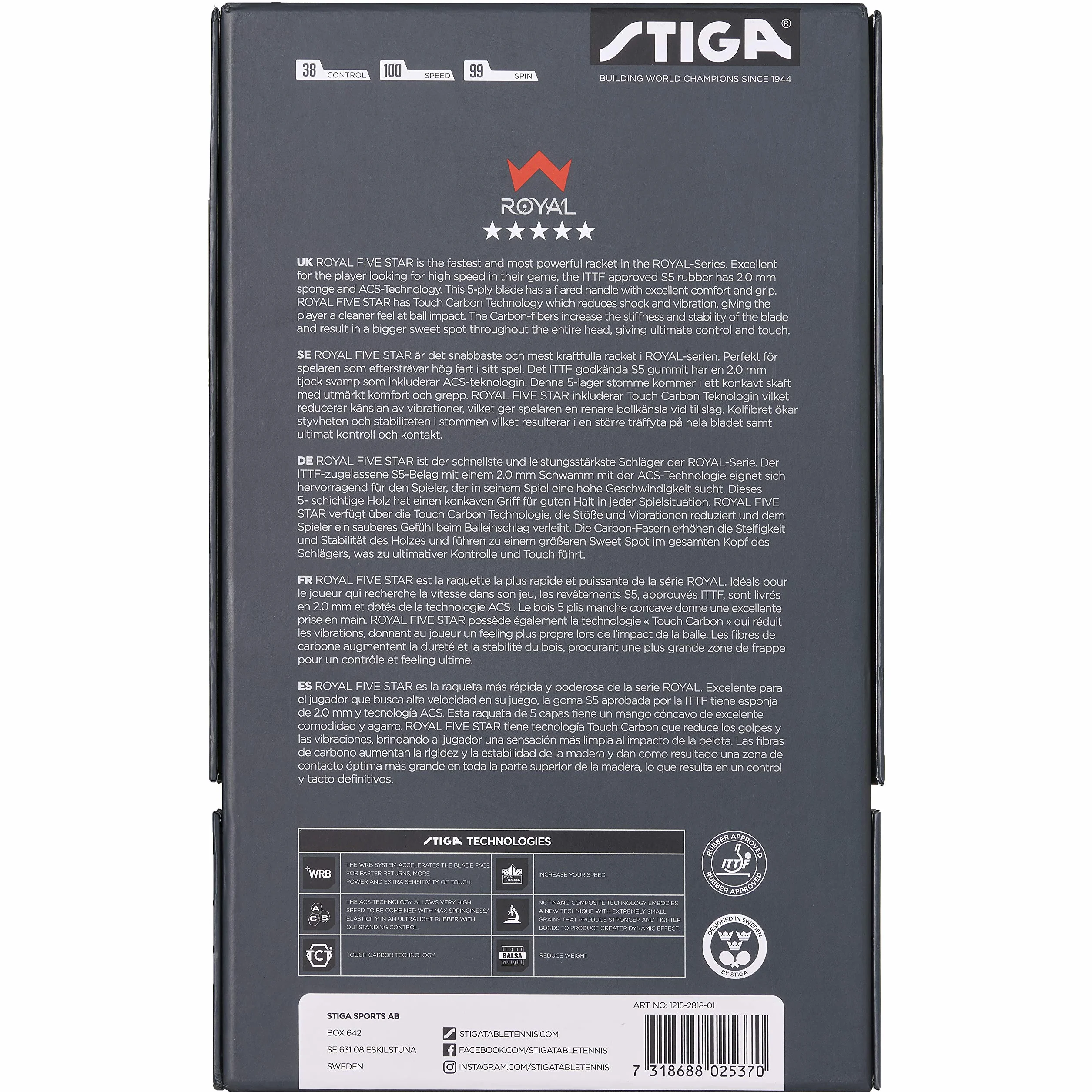 Stiga Pro Carbon 5-gwiazdkowa rakieta do tenisa stołowego czarna/czerwona