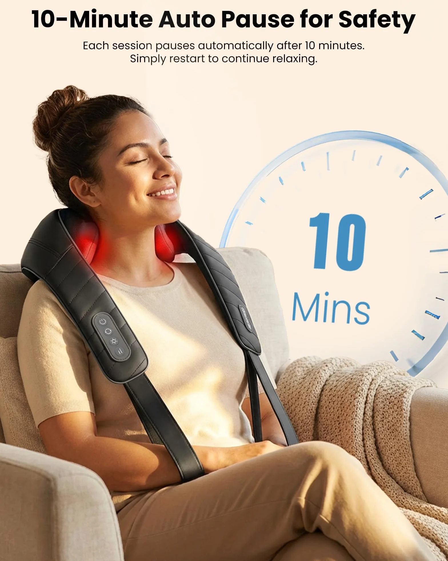 COMFIER Masażer karku z ciepłem, bezprzewodowy masażer Shiatsu 4D dla ekspertów w zakresie karku, pleców, nóg, ramion, shiatsu do domu, biura, jako prezent dla mężczyzn i kobiet