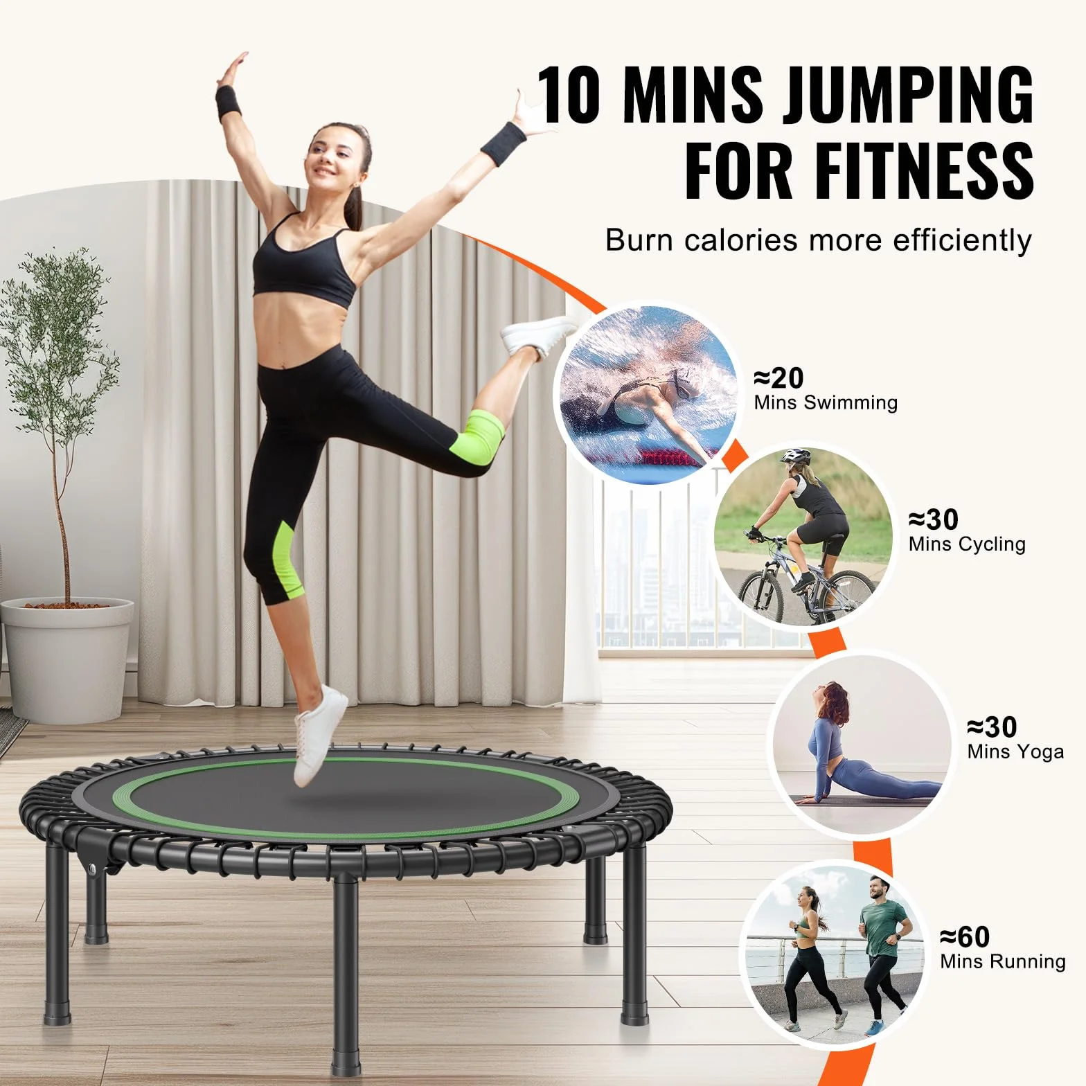 VEVOR Mini składana trampolina fitness 1027 mm do ćwiczeń 150 kg stabilna do treningu w pomieszczeniach lub w ogrodzie