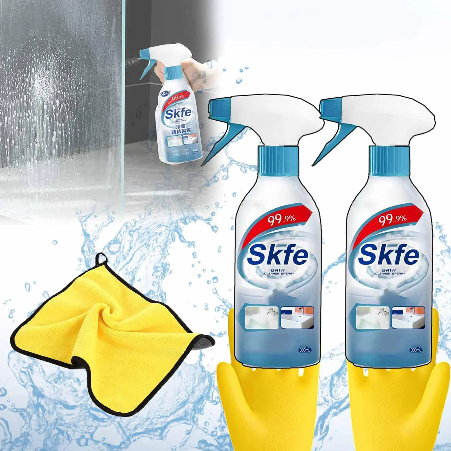 Skfe Środek do czyszczenia wanny w sprayu, Skfe Środek do trudnych plam, Skfe Środek do czyszczenia łazienki w sprayu, Wszechstronny środek czyszczący do łazienki, toalety, wanny, prysznica (2)
