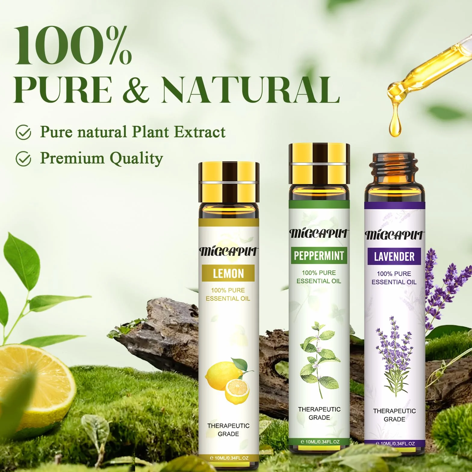 MIGCAPUT Zestaw Olejków Eterycznych 16 x 10ML, 100% Naturalne Olejki Zapachowe do Dyfuzory, Aromaterapii, Masaż, SPA, Kąpieli - Lawenda, Mięta, Drzewo Herbaciane, Eukaliptus, Kadzidłowca, Cynamon