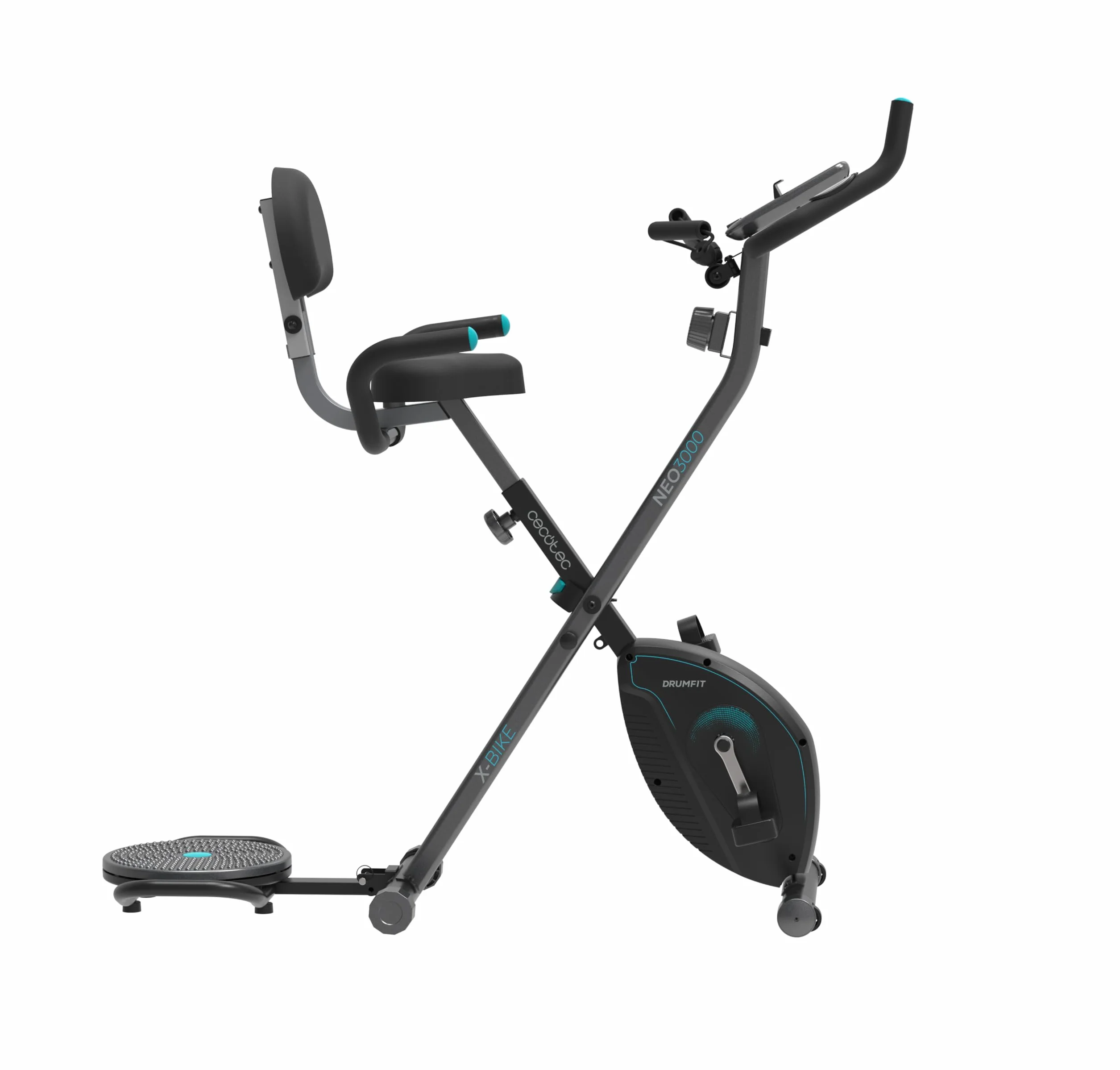 Cecotec X-Bike Składany rower treningowy z systemem Silence Fit, oparciem, regulowaną kierownicą i siodełkiem, pulsometrem, wyświetlaczem LCD