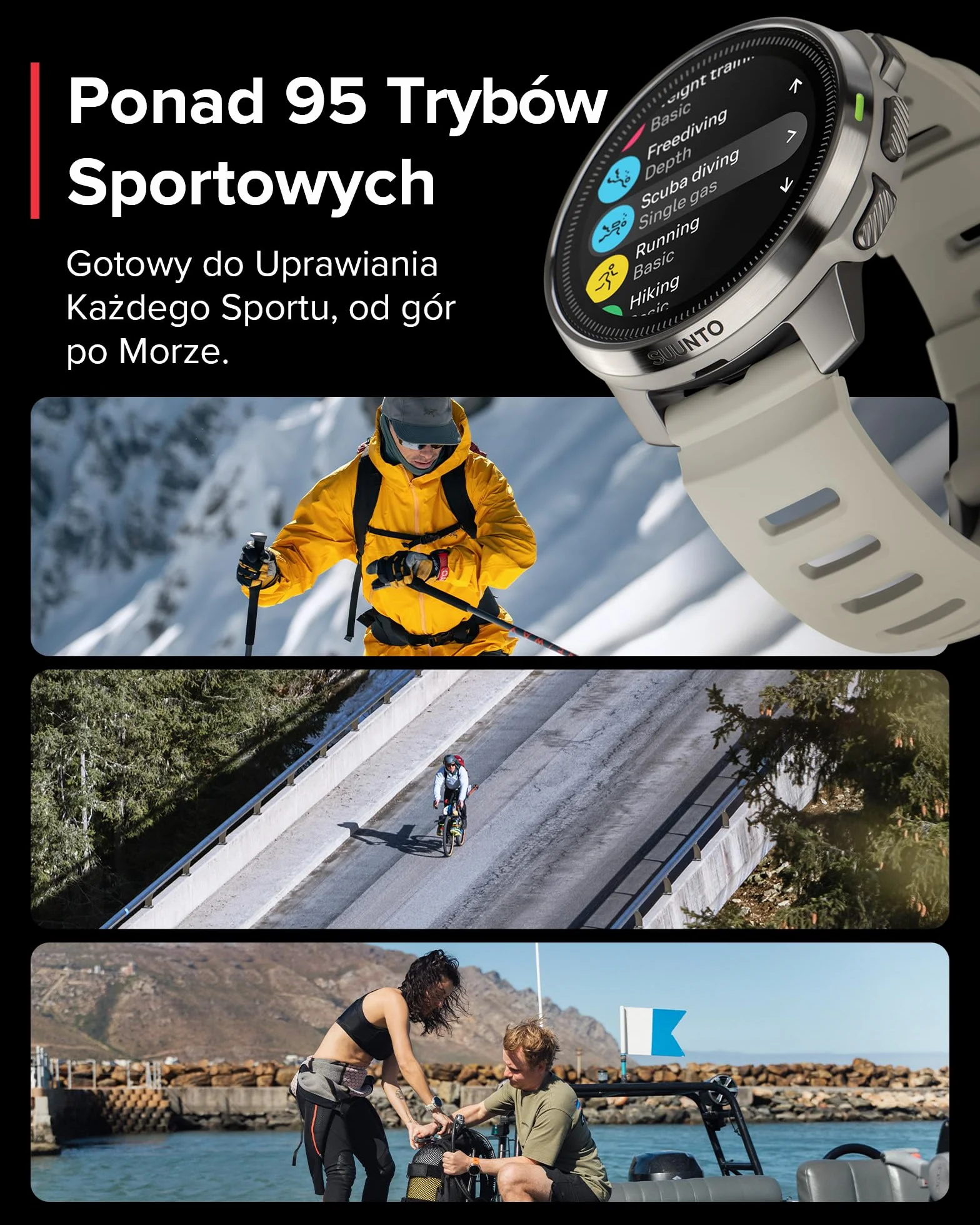 SUUNTO Ocean Komputer Nurkowy Zegarek Sportowy, Ekran Amoled, 10Atm/7 Bar, Podwójne Pasmo GPS GNSS, Mapa Offline, Ponad 95 Trybów Sportowych, Monitor Serca, 40 Godzin Pracy Baterii