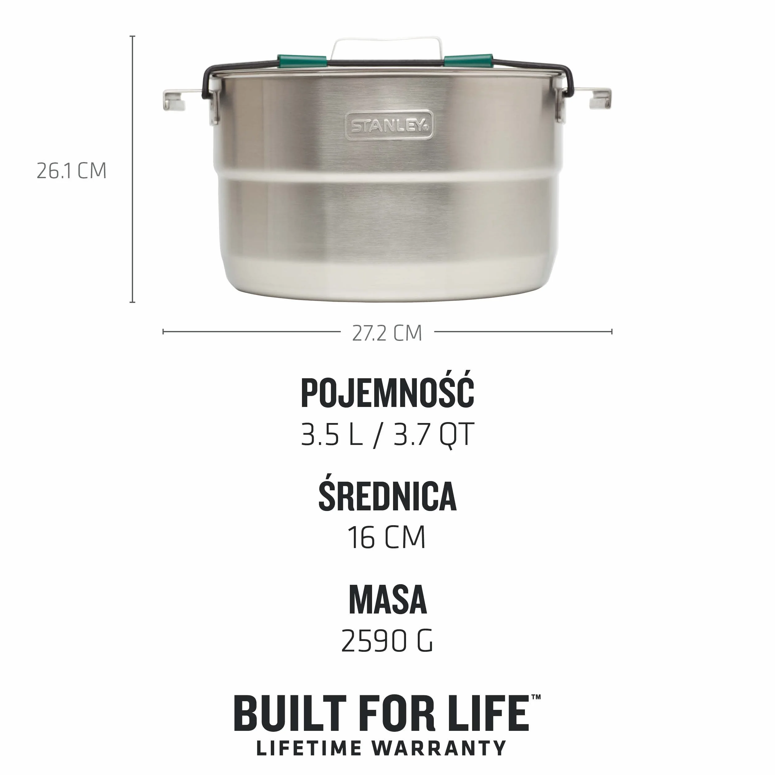 Stanley Adventure Full Kitchen Basecamp kempingowy zestaw do gotowania, 3,5 l, 11-częściowy zestaw do gotowania na świeżym powietrzu, garnek ze stali nierdzewnej z wentylowaną pokrywką, naczynia
