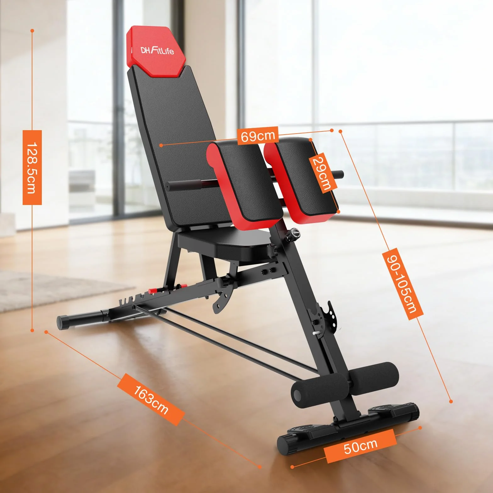 DH FitLife 2026 Ławka Treningowa Regulowana 6-w-1 z Hyperextension do Pleców do 350 kg | Wielofunkcyjna Ławka do Ćwiczeń do Domowej Siłowni | Ławka Skośna do Bench Press i Treningu Całego Ciała