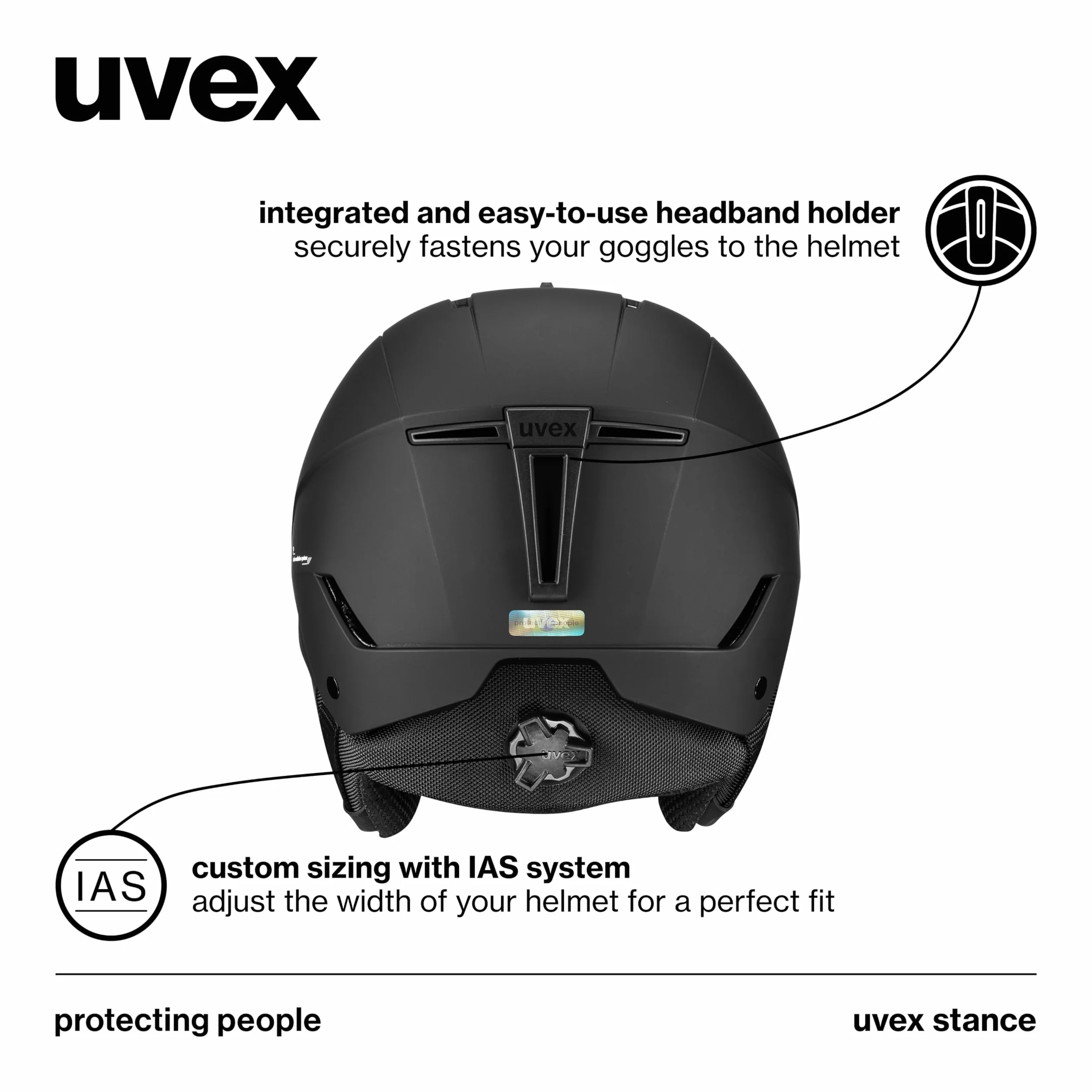 uvex stance, Kask narciarski unisex-dorosły, black matt, 58-62 cm