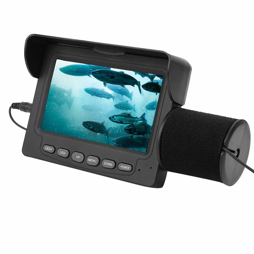 FastUU Podwodna Kamera Wędkarska, Przenośny Wykrywacz Ryb LED, Wodoodporna na Podczerwień 15 m, Czujnik Ryb, Monitor LCD 4,3 Cala do Lodowego Jeziora