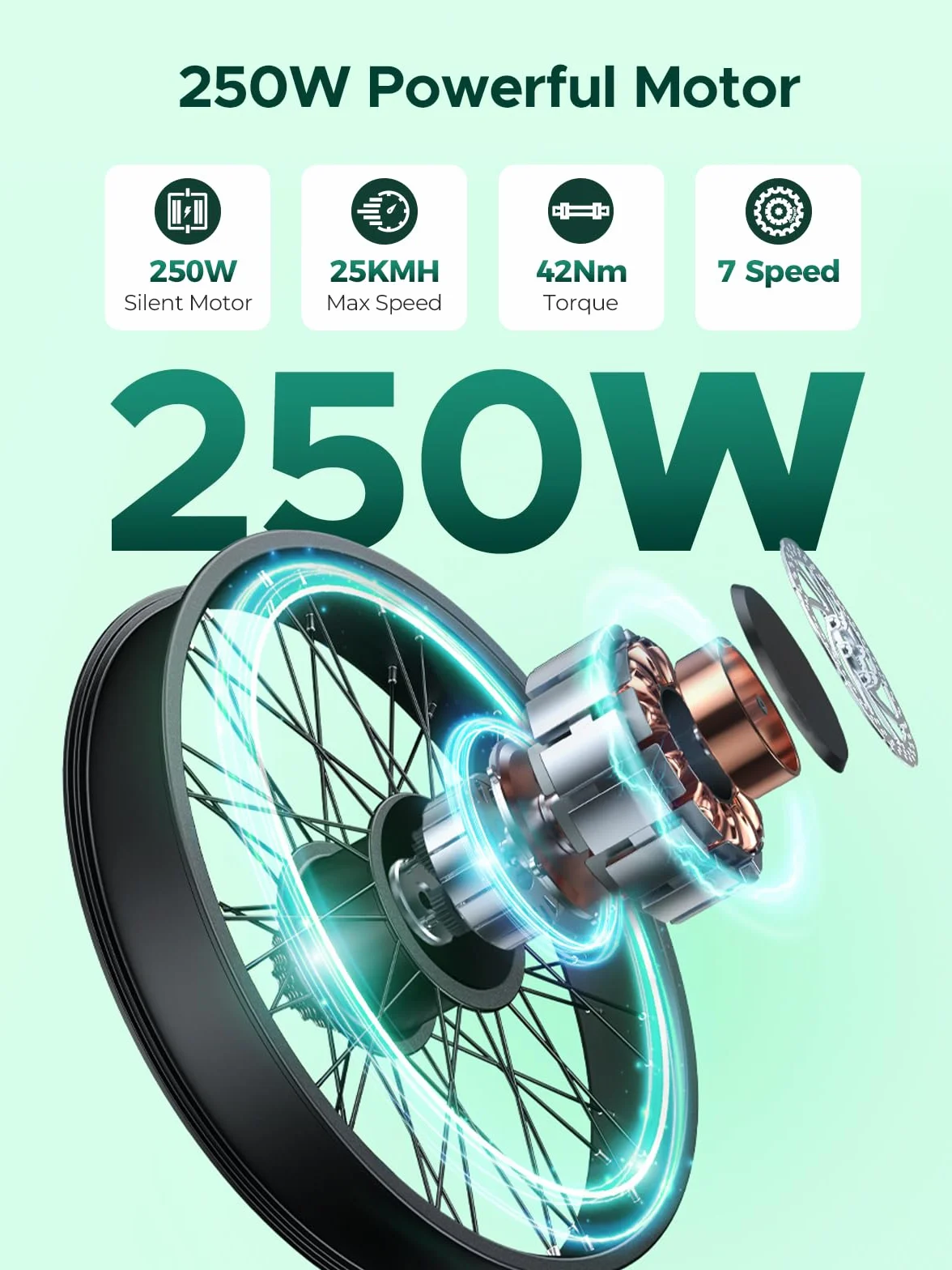 HillMiles Rower Elektryczny dla Dorosłych 26 Cali, 7 Prędkości, Rower Elektryczny 36V 13Ah Wymienny Akumulator, 25KM/H i Zasięg 80-100KM E-Bike do Miejskich Dojazdów do Pracy