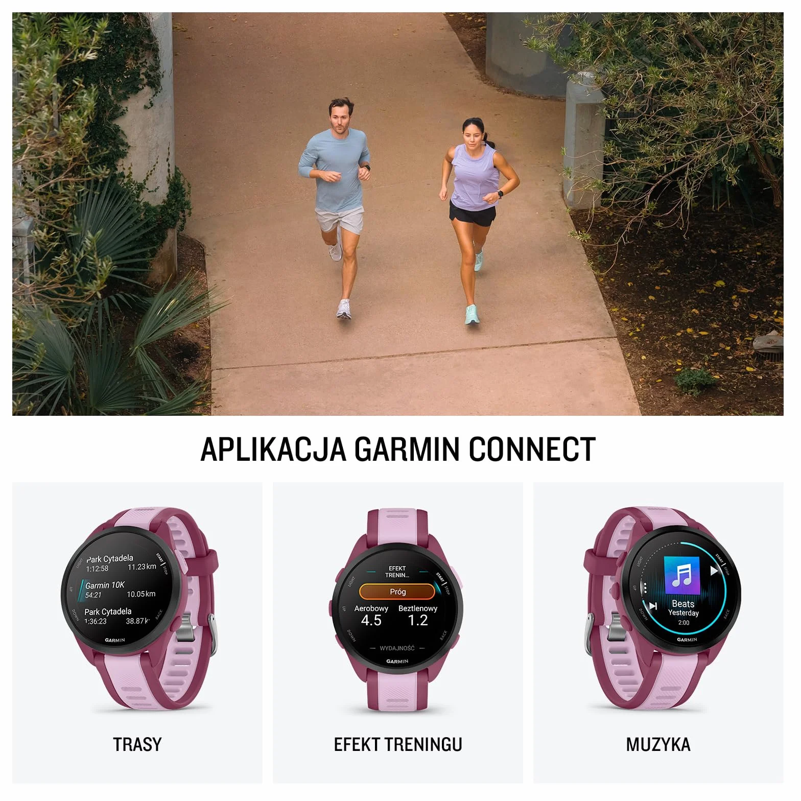 Garmin Forerunner 165 Music Smartwatch GPS Do Biegania AMOLED Czarny