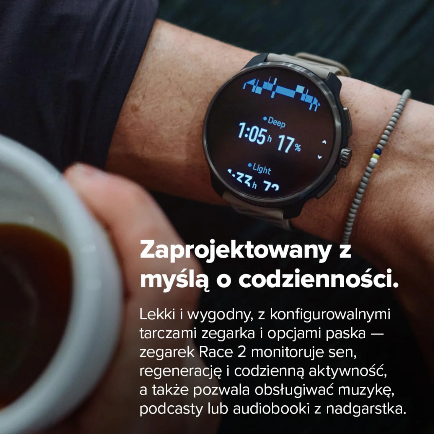 SUUNTO Race 2 Męski i Damski Zegarek Sportowy, GPS do Biegania, Śledzenie Aktywności, Dwupasmowy GNSS z Mapą Offline, Ekran Dotykowy AMOLED, Smartwatch z Monitorowaniem Tętna i Krokami