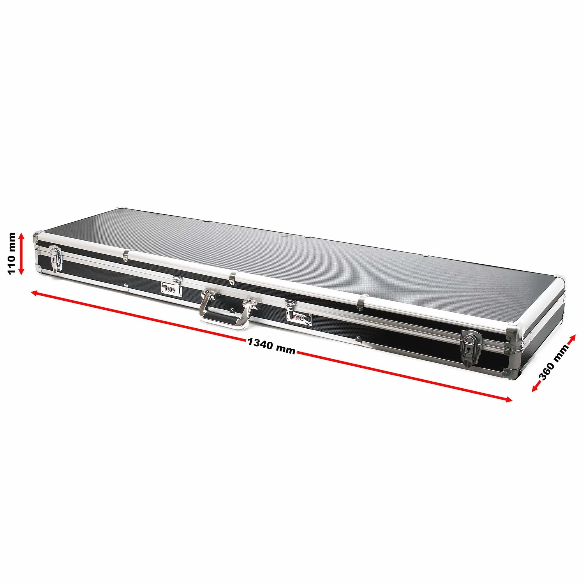 Wiltec Futerał na broń aluminiowy z zamkiem szyfrowym i pianką 134x36x11cm, walizka transportowa na broń długą, skrzynia na karabin z uchwytem