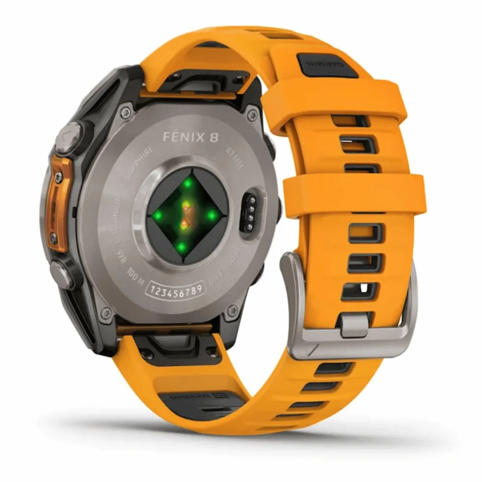 GARMIN FENIX 8-47 mm, AMOLED, SAPPHIRE TITANIUM ZE SPARKORANGE/GRAFITOWYM PASEM SILIKONOWYM