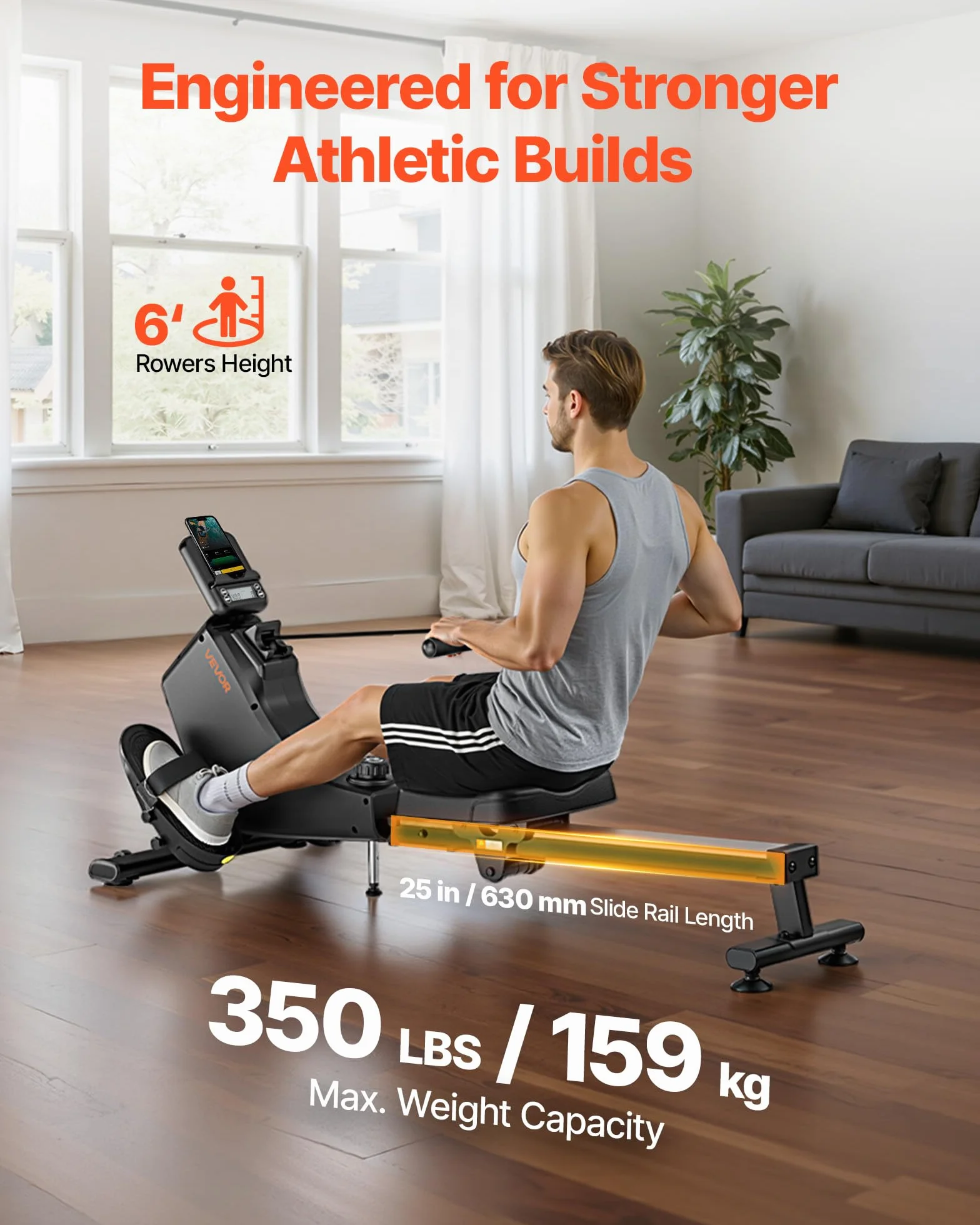 VEVOR Wioślarka magnetyczna składana, 16 poziomów oporu, nośność 158 kg, Bluetooth