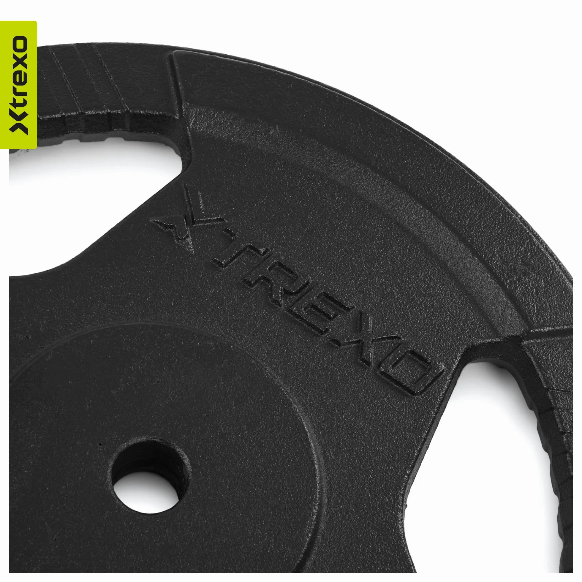 TREXO TRX-ICP001 żeliwna tarcza do sztangi, 1,25 kg, uniwersalna, trwała, z ergonomicznymi uchwytami, kompatybilna z hantlami i uchwytami, do treningu siłowego i funkcjonalnego