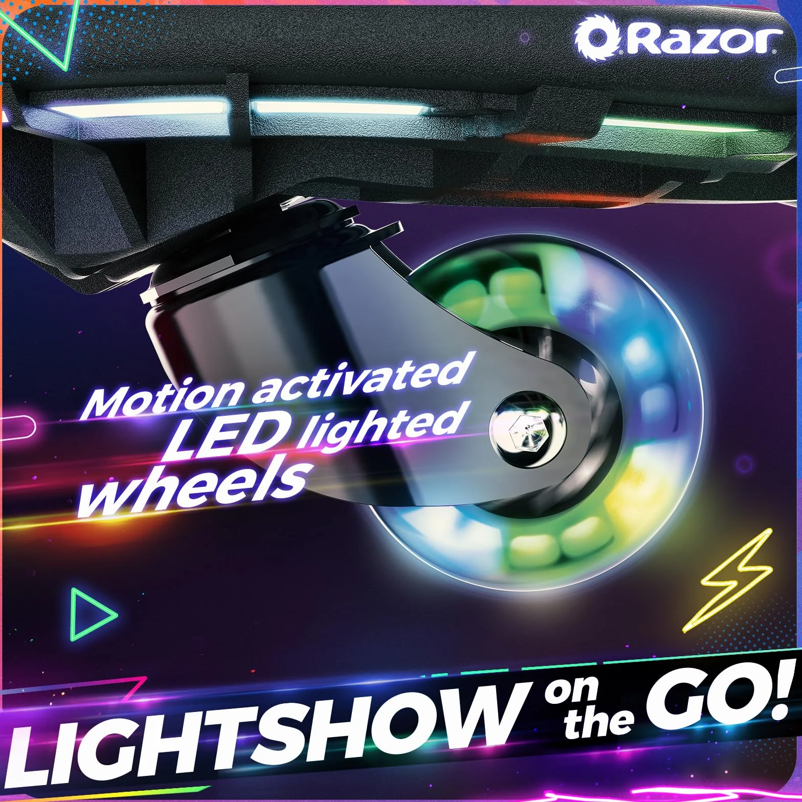 Razor RipStik Ripster Lightshow – podświetlana deska na dwa kółka z kółkami 360 stopni, kompaktowa i lekka, dla dzieci i nastolatków, czarna