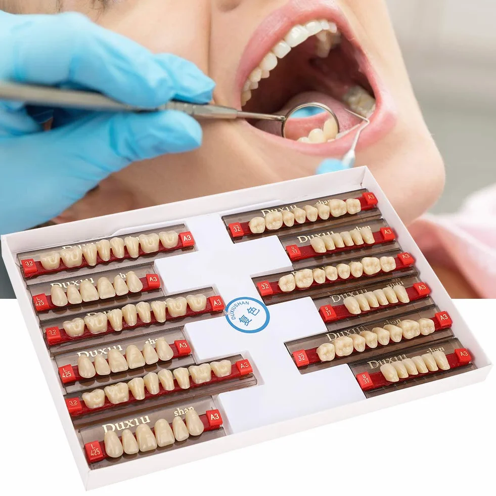 12 sztuk sztuczne zęby żywica proteza materiał dentystyczny żywica syntetyczna fałszywe zęby do wymiany DIY Halloween Artykuły dentystyczne