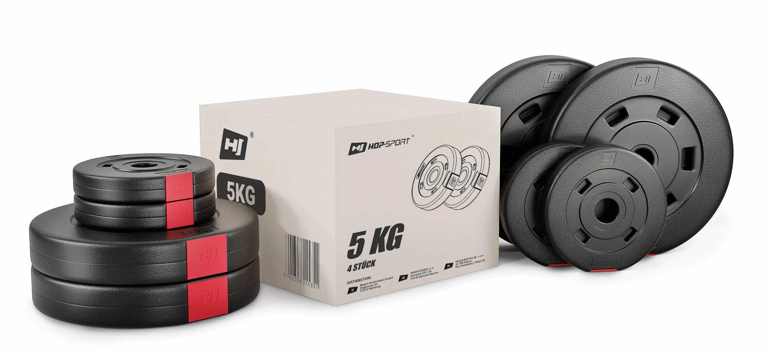 Hop-Sport Zestaw obciążeń bitumicznych 105kg + gryfy, hantle, sztanga