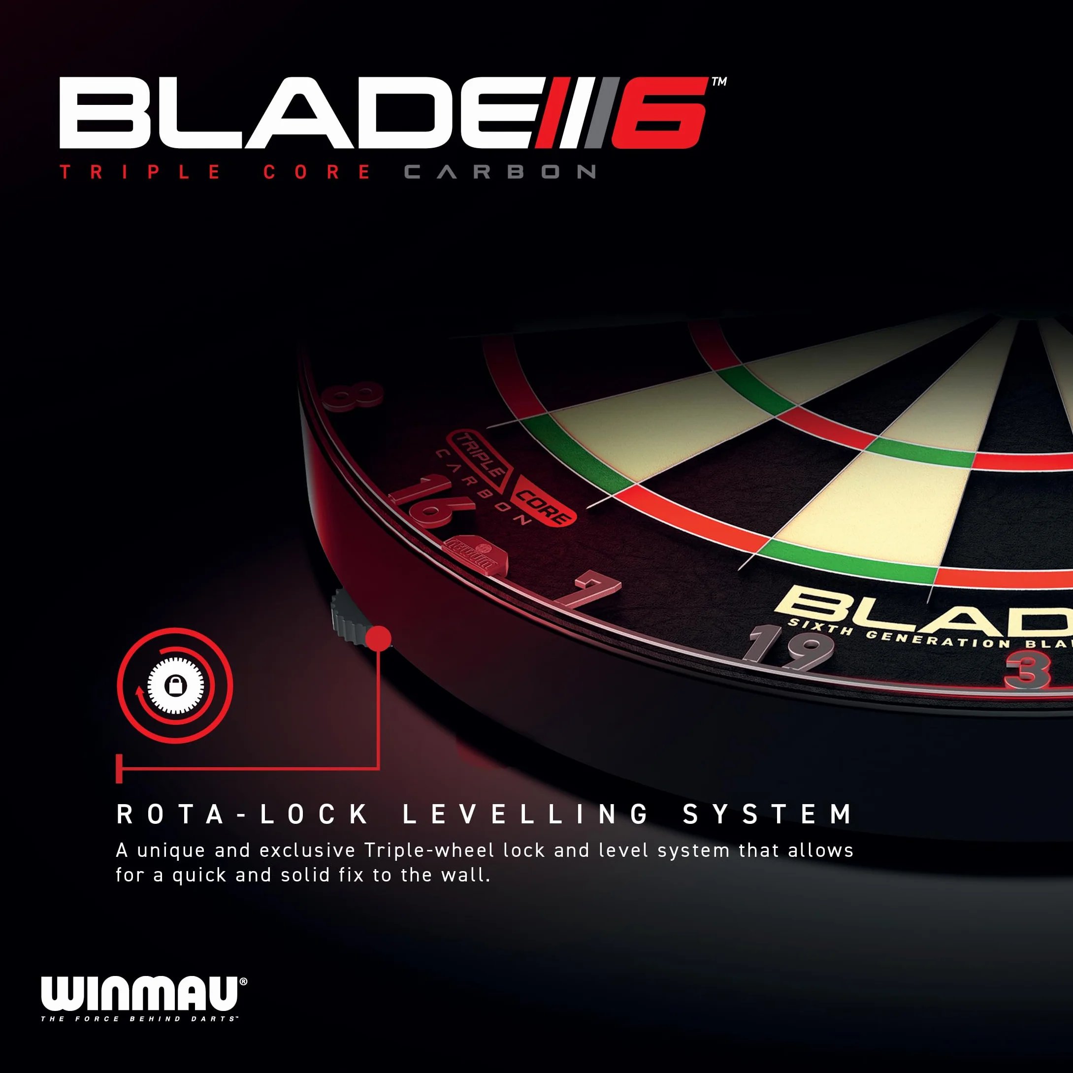 WINMAU Triple Core – profesjonalna tarcza do darta z sizalu z 2 zestawami rzutek Winmau | Tarcza turniejowa z najwyższą precyzją – zestaw tarcz do darta
