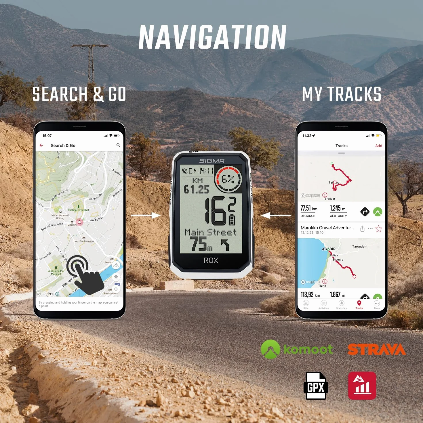 SIGMA ROX 4.0 Endurance White HR Set | komputer rowerowy GPS z czujnikiem tętna i przyciskiem OVERCLAMP | czas pracy baterii 41 h, kompatybilny z 30 funkcjami, takimi jak pomiar wysokości i prędkości