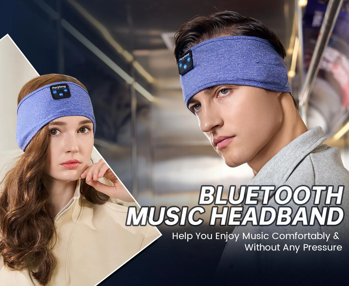 Słuchawki do spania Opaska do spania Bluetooth, słuchawki do spania Perytong Słuchawki sportowe z pałąkiem na głowę, Ultra-miękki pałąk Bluetooth dla śpiących z boku, Prezenty do spania dla