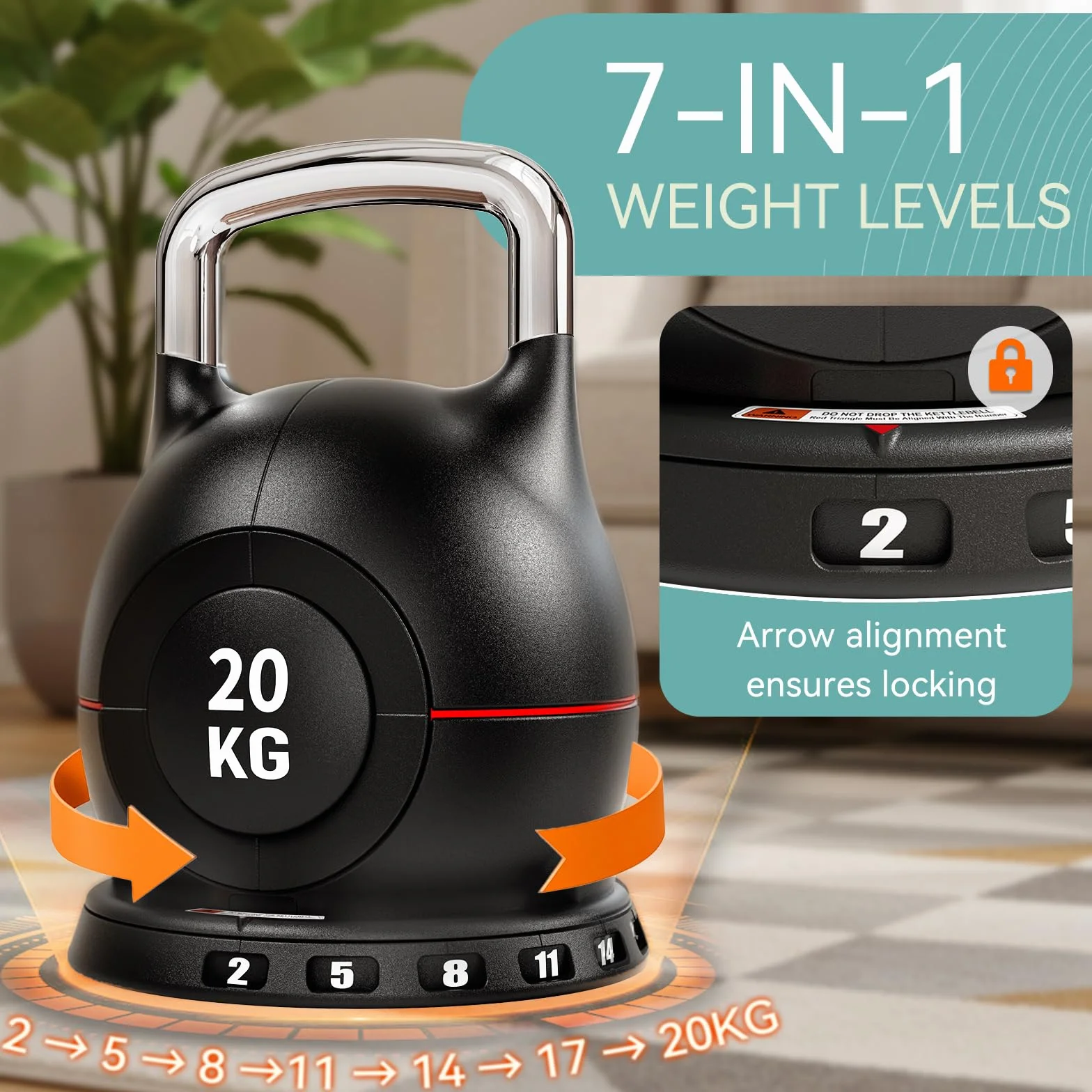 Regulowane hantle kettlebell 20 kg zestaw do treningu siłowego i fitnessu