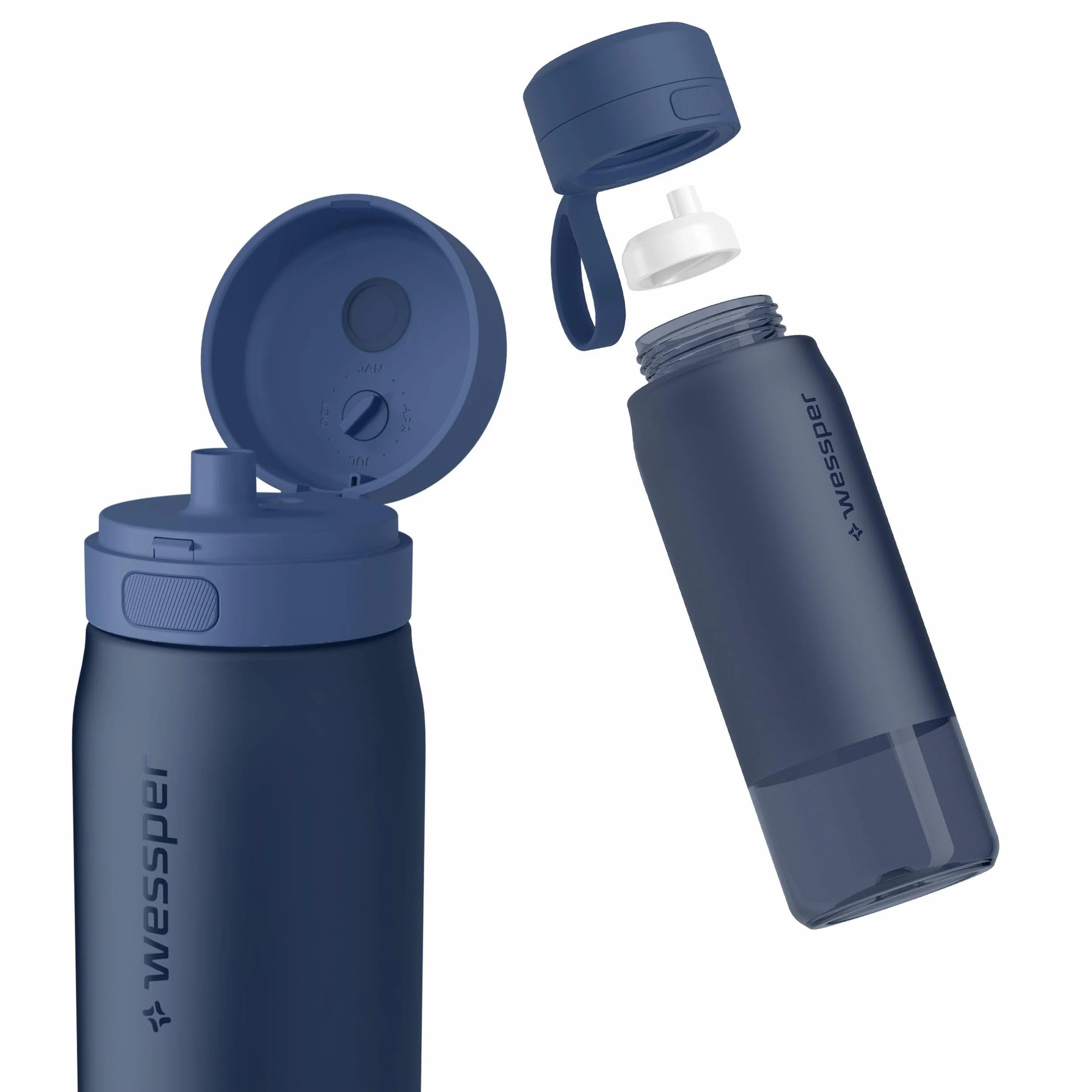 Wessper Butelka na wodę z filtrem, butelka z tritanu z filtrem dyskowym, 700 ml, bez BPA, Szczelny Bidon do picia na zewnątrz-idealna do szkoły, sportu, na siłownię- Niebieski