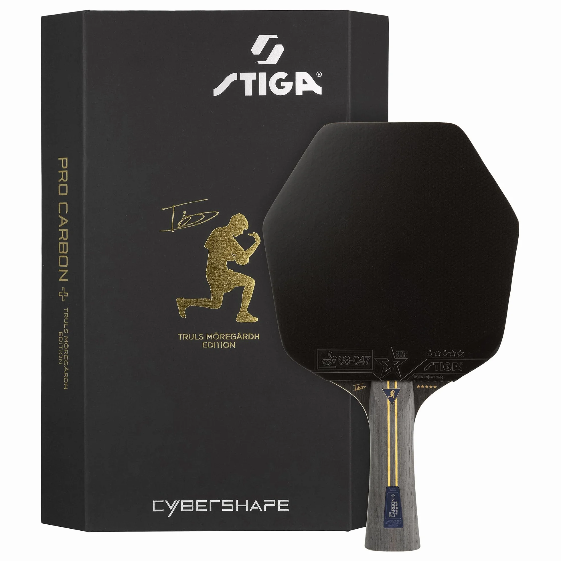 STIGA Pro Carbon Plus Cybershape Truls Edition kij do tenisa stołowego 5-gwiazdkowy, technologia Touch Carbon, gumy STAR5 ITTF