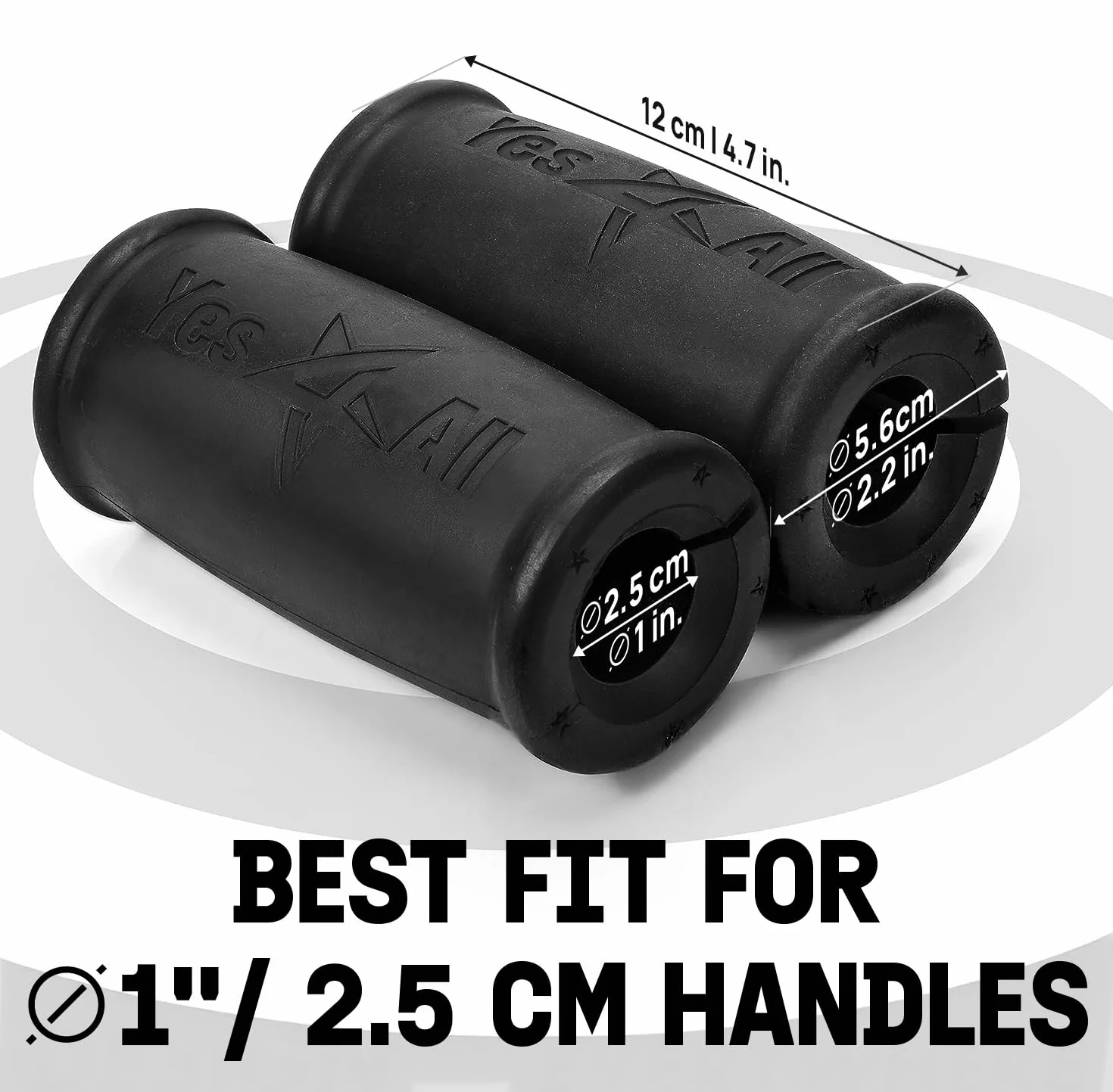 Yes4All JJRY Uchwyty do sztangi i hantli, 5,6 cm, czarne
