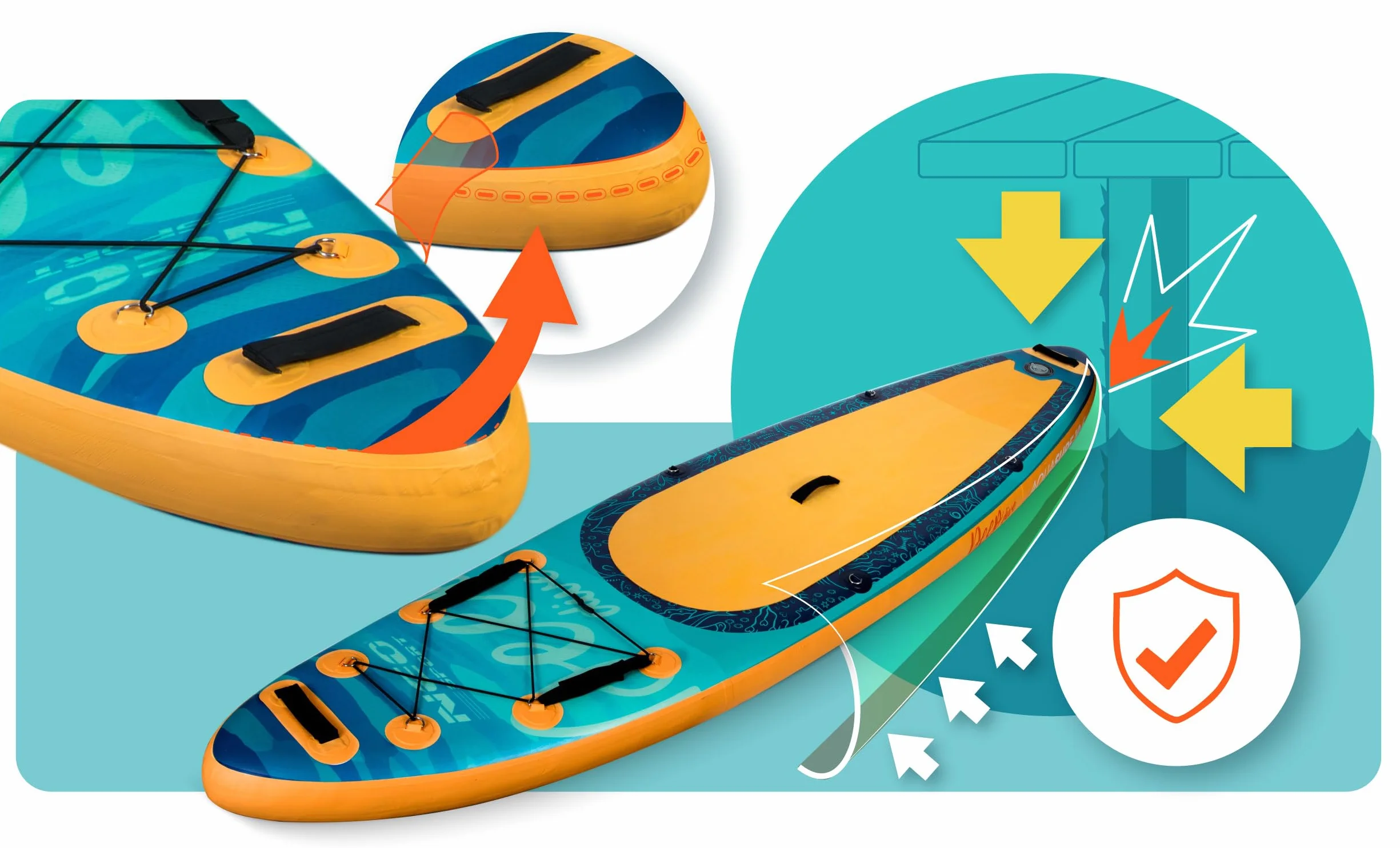 Neo-Sport Deska SUP - Stand Up Paddle Board Aquasurf 10.6 - Uniwersalna Deska Allround - Zestaw dla Początkujących do Rekreacji - 320x84x15 cm - do 140kg - Wiosło, Pompka, Smycz i Plecak - Brązowa