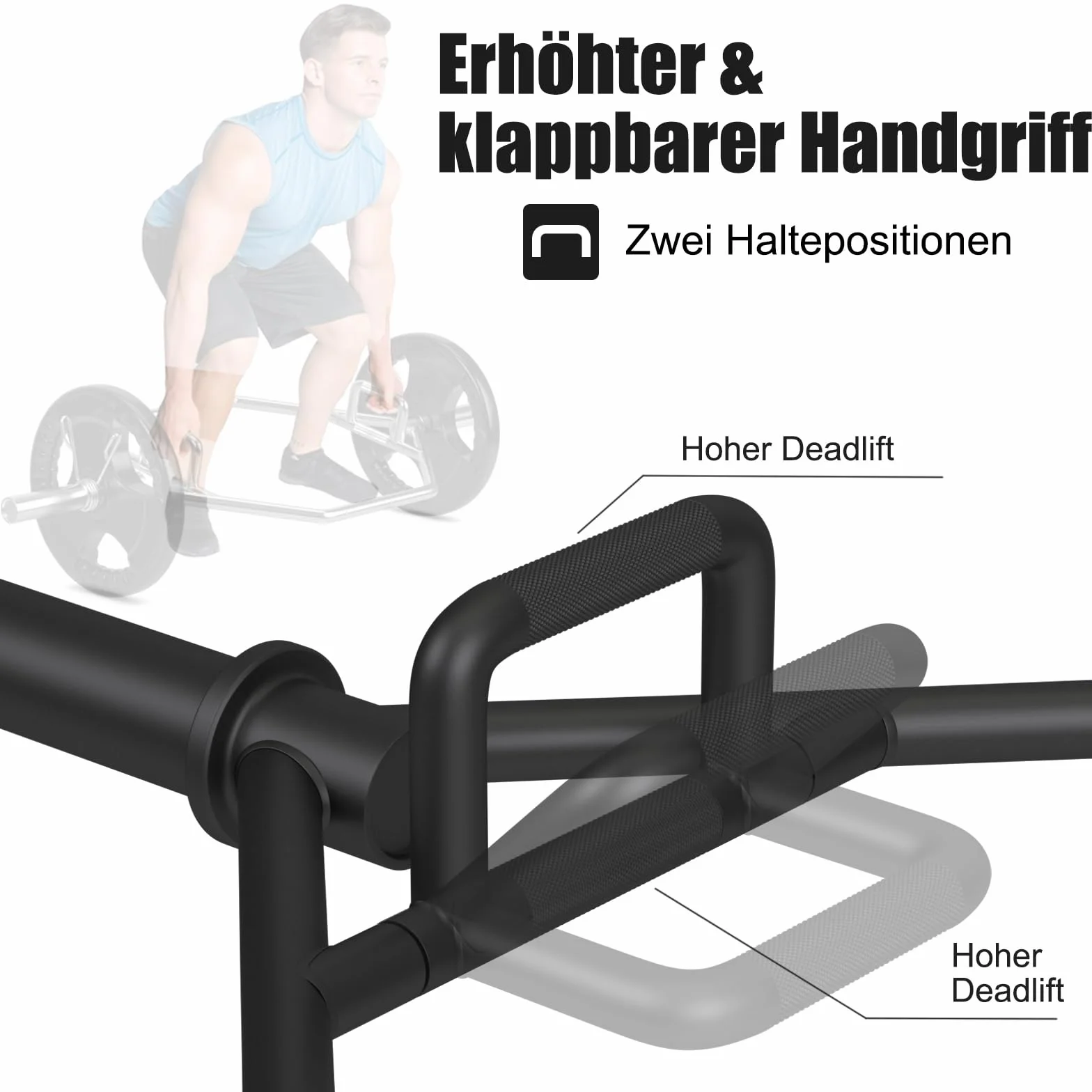 COSTWAY Trap Bar, sztanga do hantli 142 cm z 2 zapięciami sprężynowymi i składanym uchwytem, uchwyt sześciokątny 25/50 mm, Olympic Bar do przysiadów, martwy ciąg