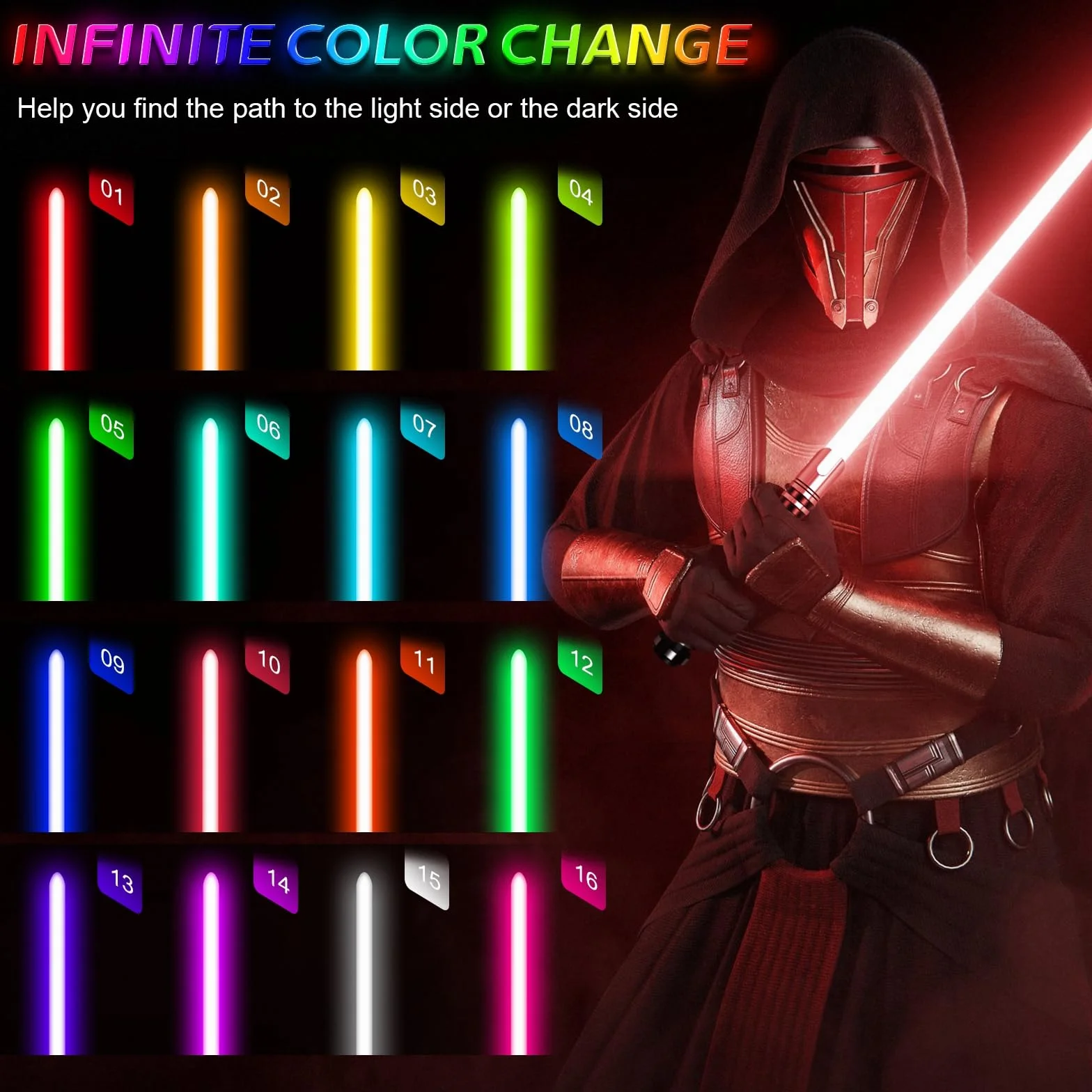 Miecz świetlny Smooth Swing 16 kolorów sterowanie ruchem metalowy uchwyt FX Lightsaber